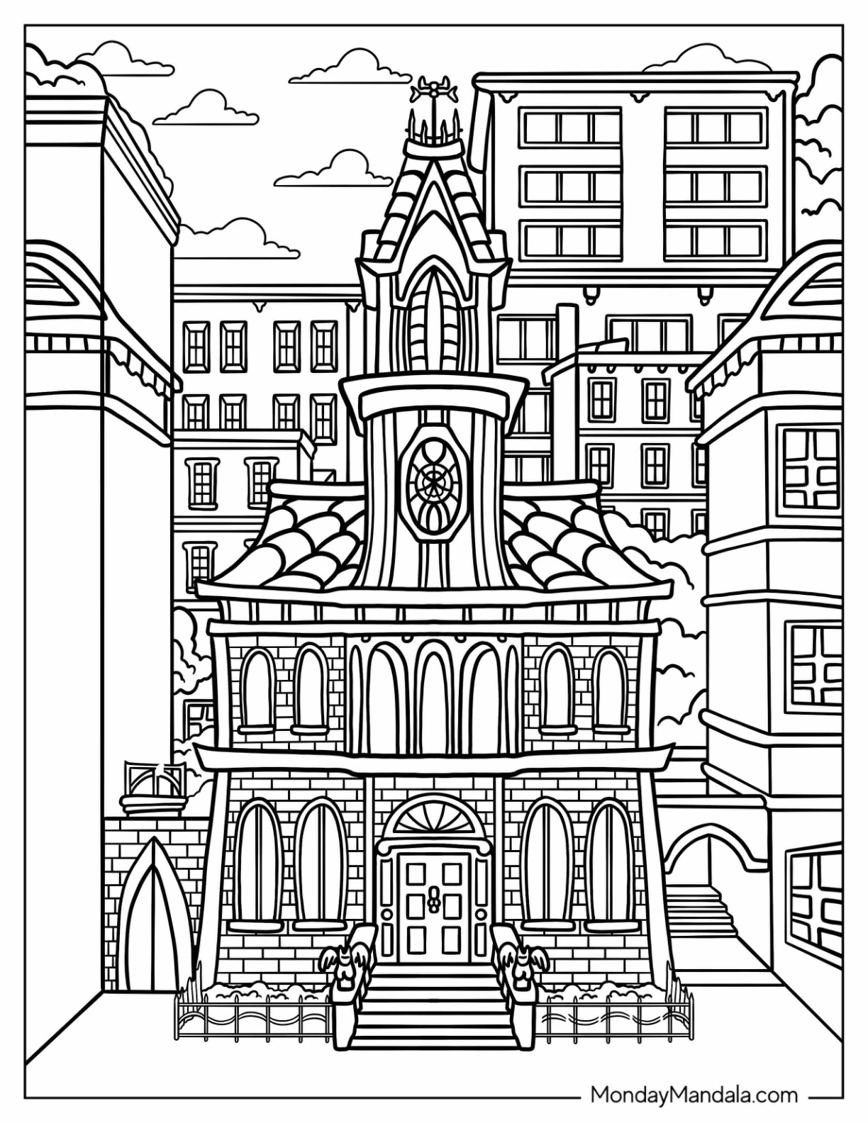 Detailed The Scare B&B From Vampirina Coloring Page coloring page — printable line art