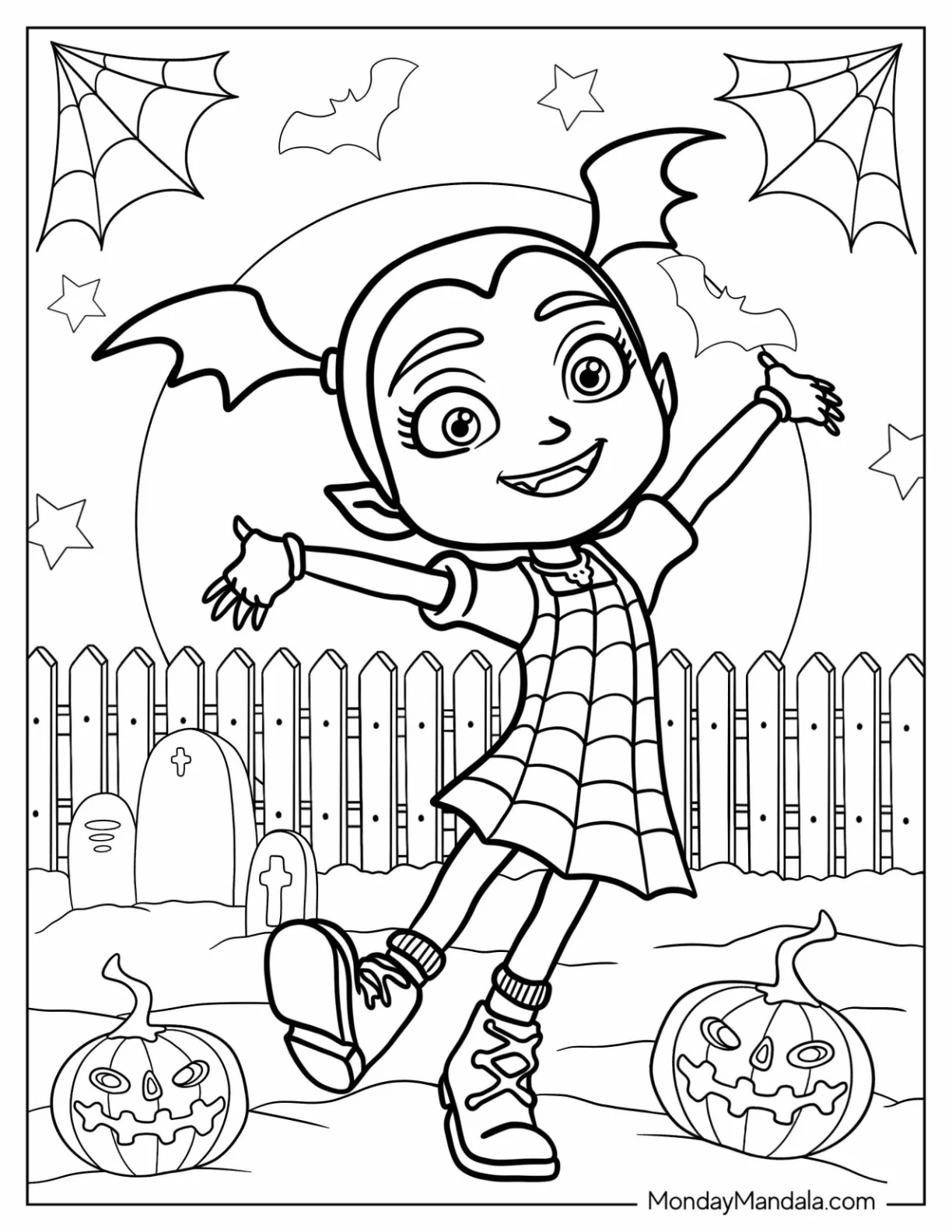 Pretty Vampirina Coloring Page In The Cemetery For Kids coloring page
