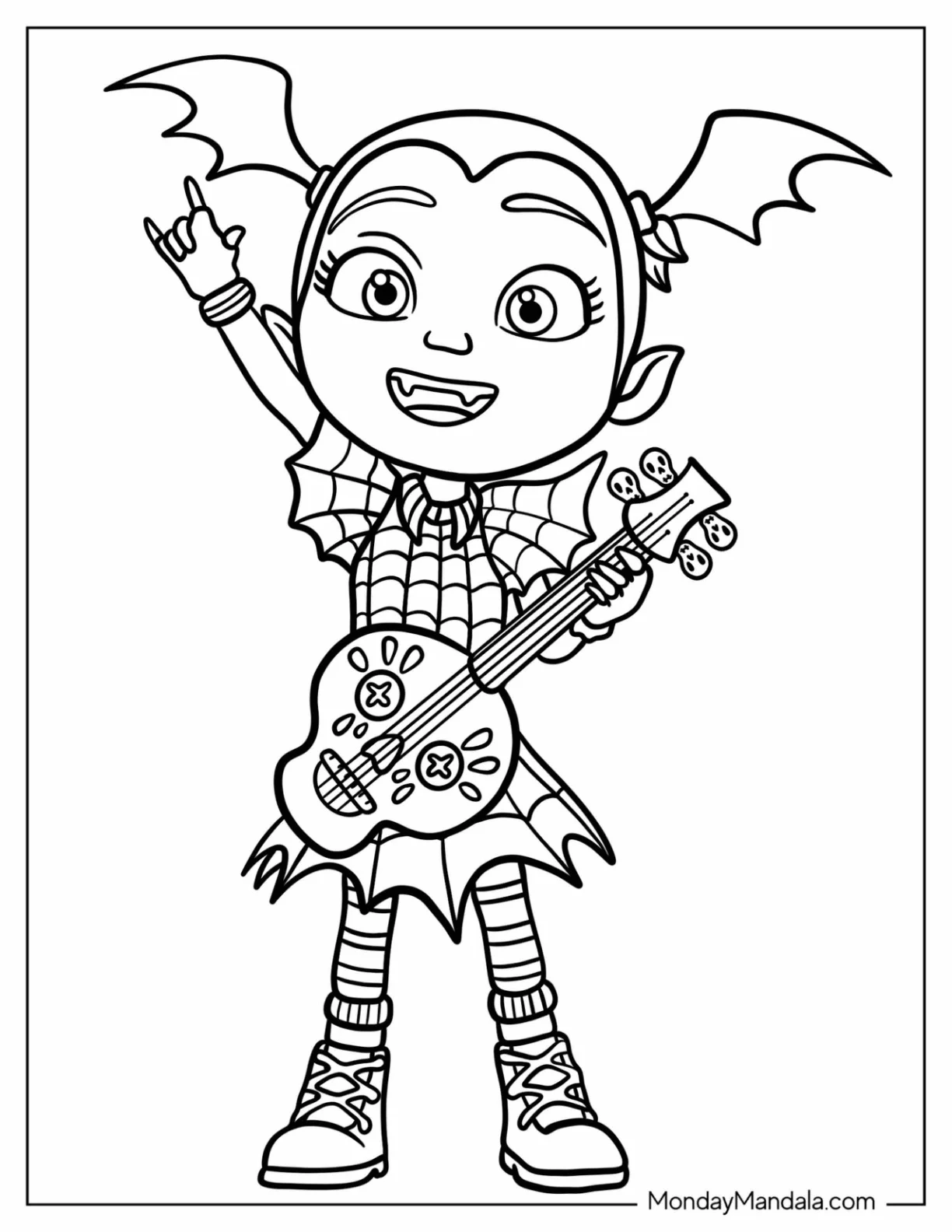 Rockstar Vampirina Coloring Page Playing Skull Guitar coloring page