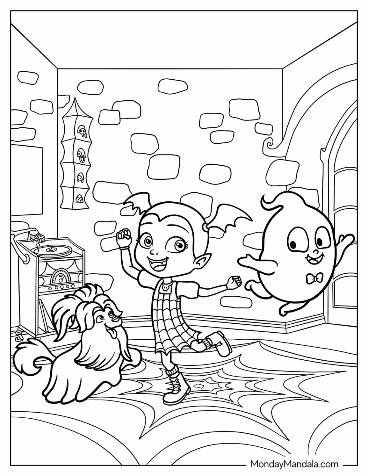 Vampirina Coloring Page Dancing With Wolfie And Demi coloring page