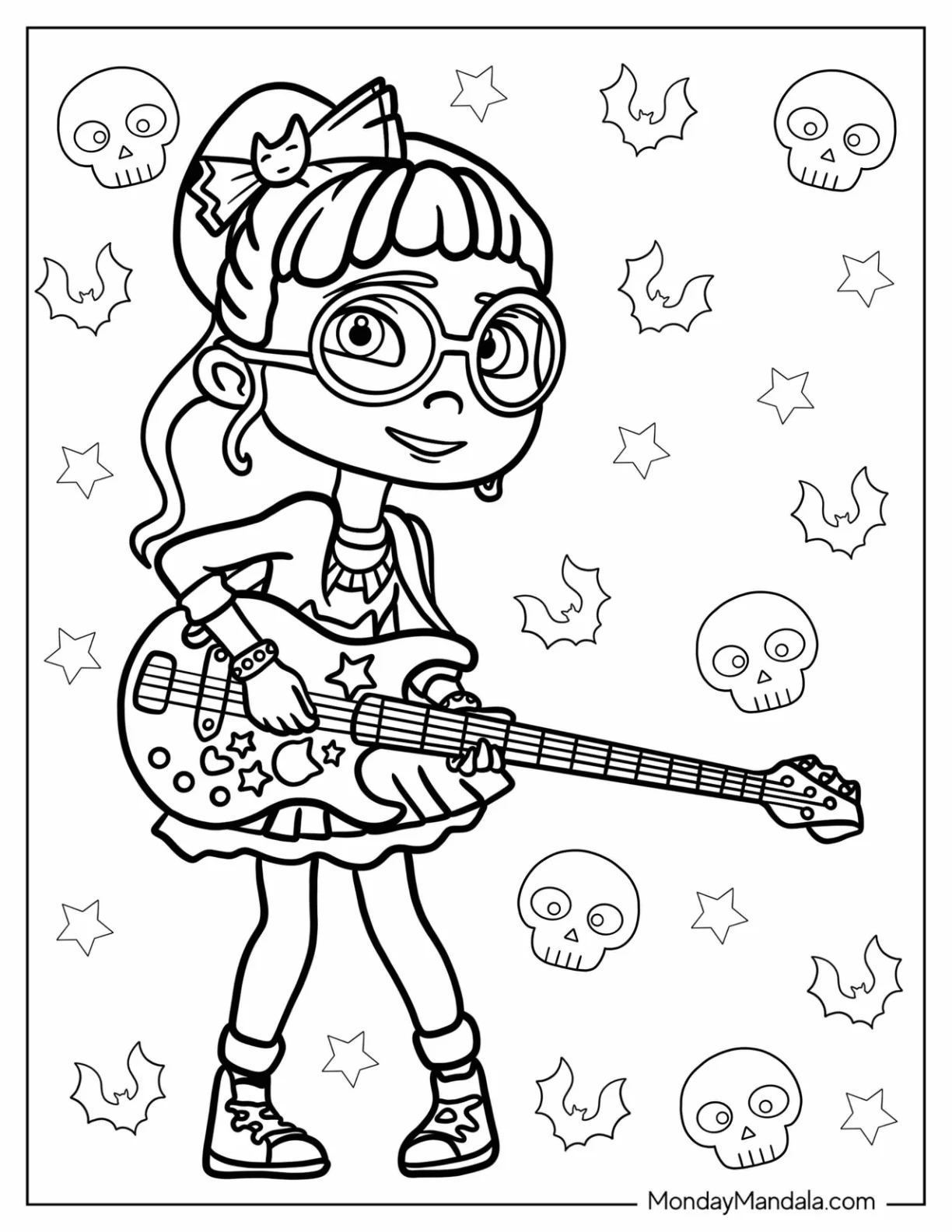 Vampirina Coloring Page Of Cool Bridget Playing A Guitar coloring page