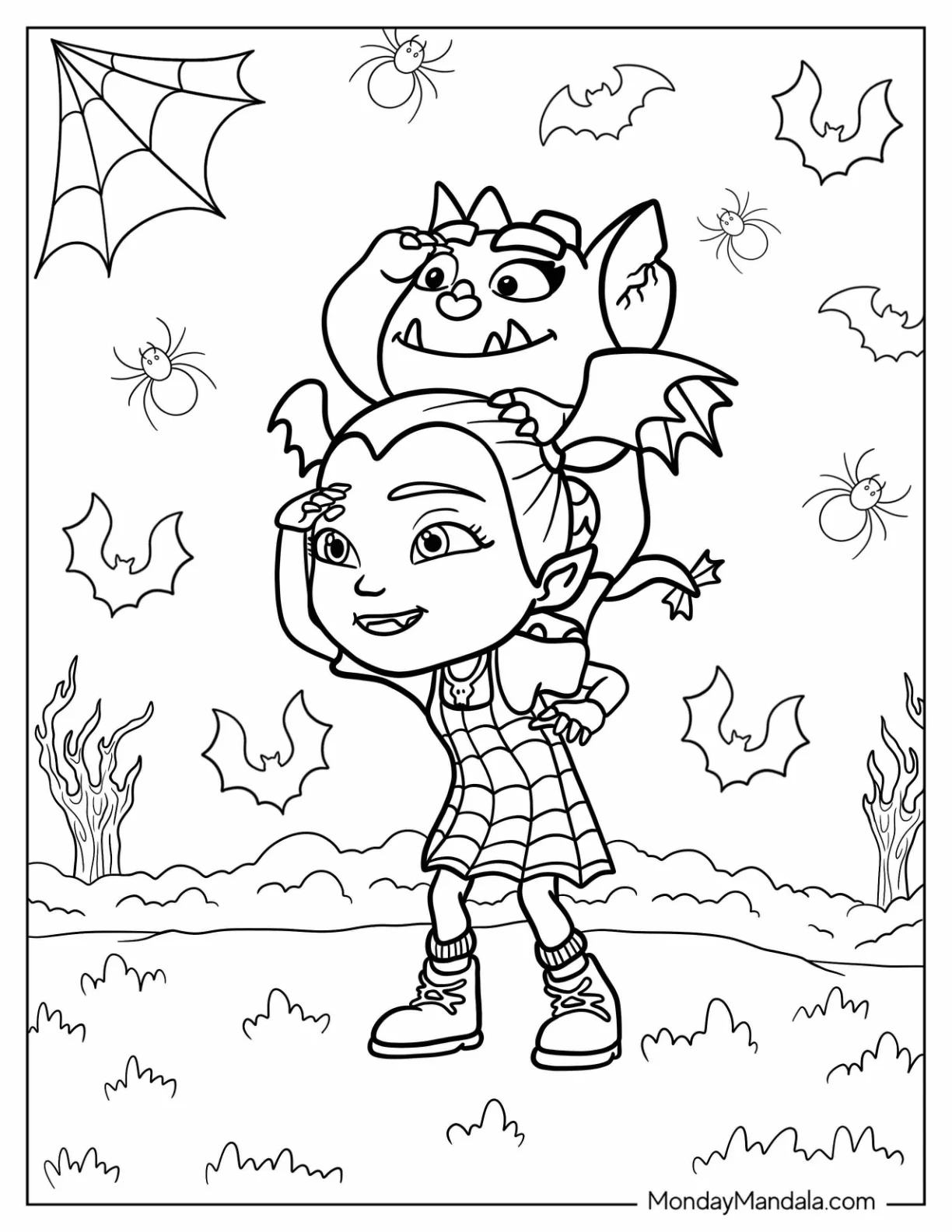 Vampirina Coloring Page Of Demi Searching The Forest coloring page