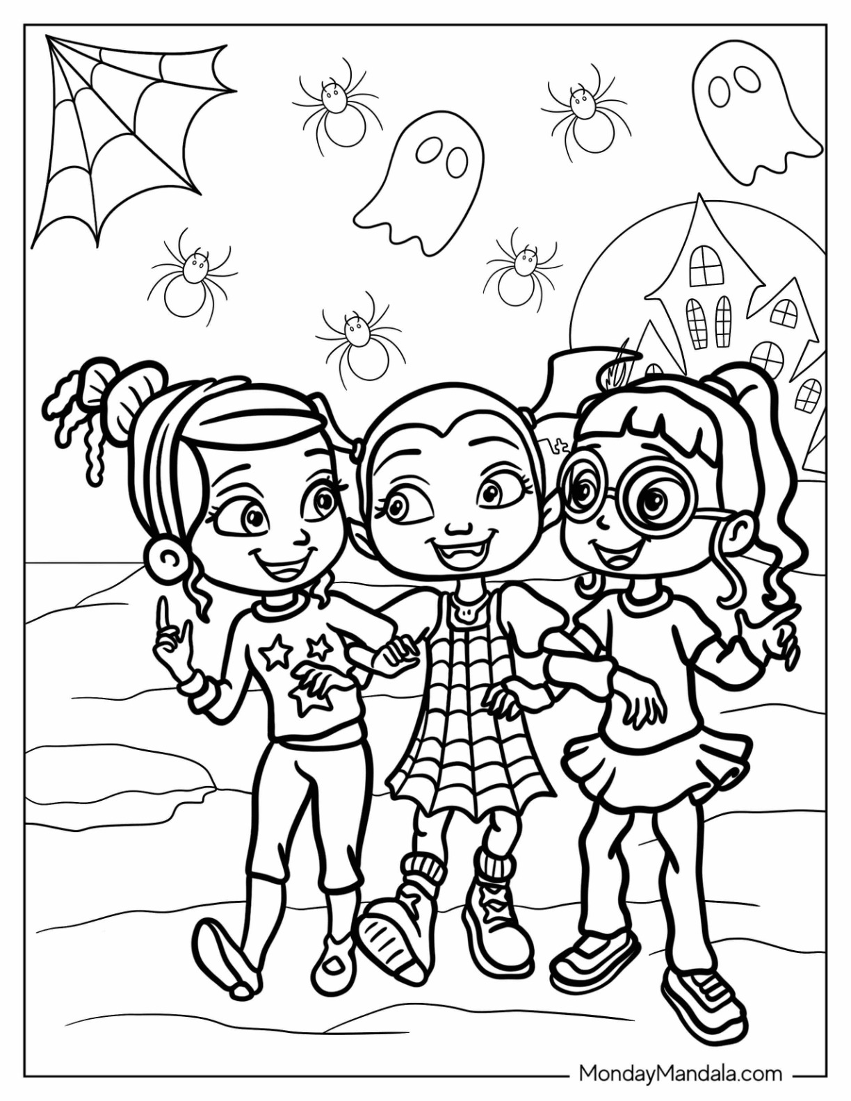 Vampirina Coloring Page Of Walking With Bridget And Poppy coloring page