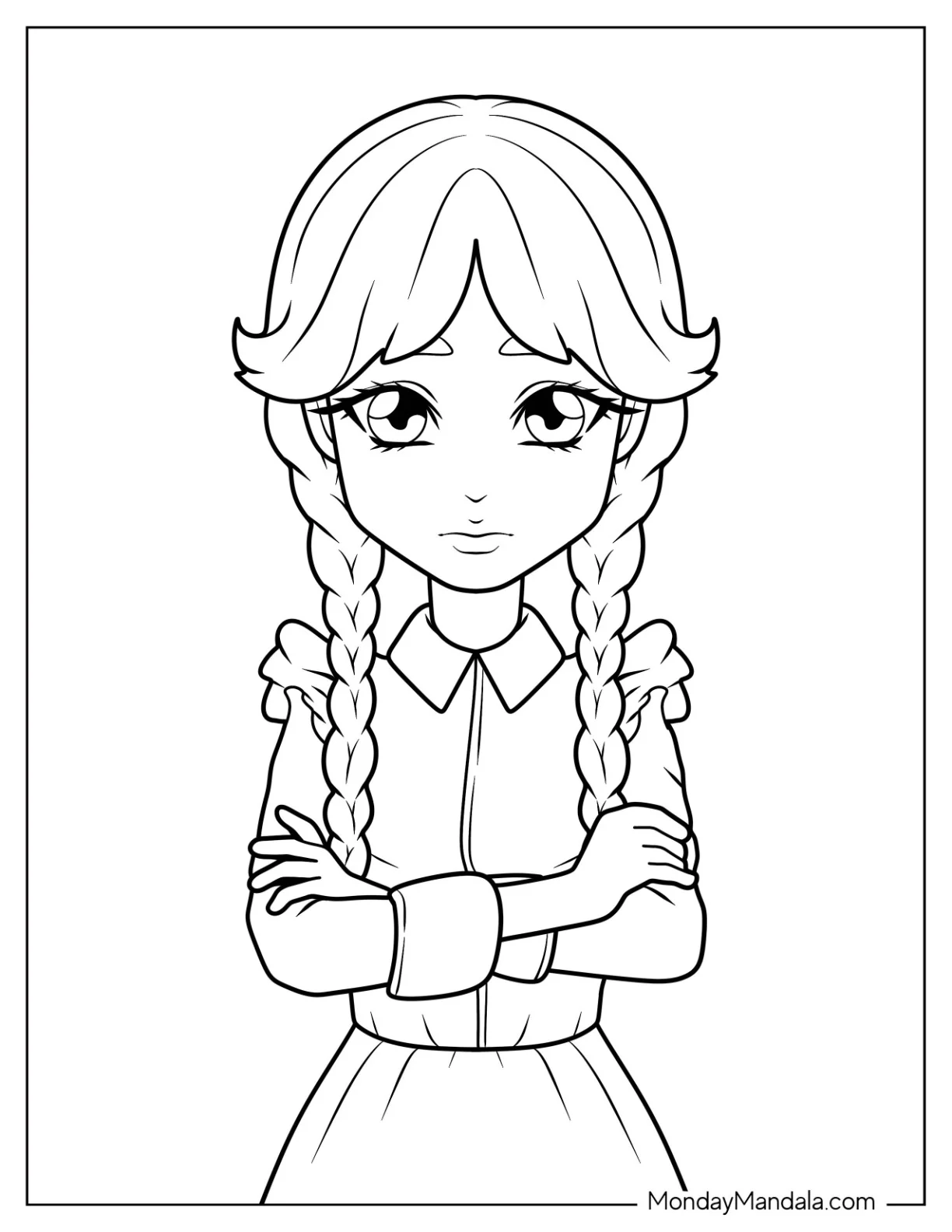 Kawaii Wednesday Coloring Page For Kids coloring page