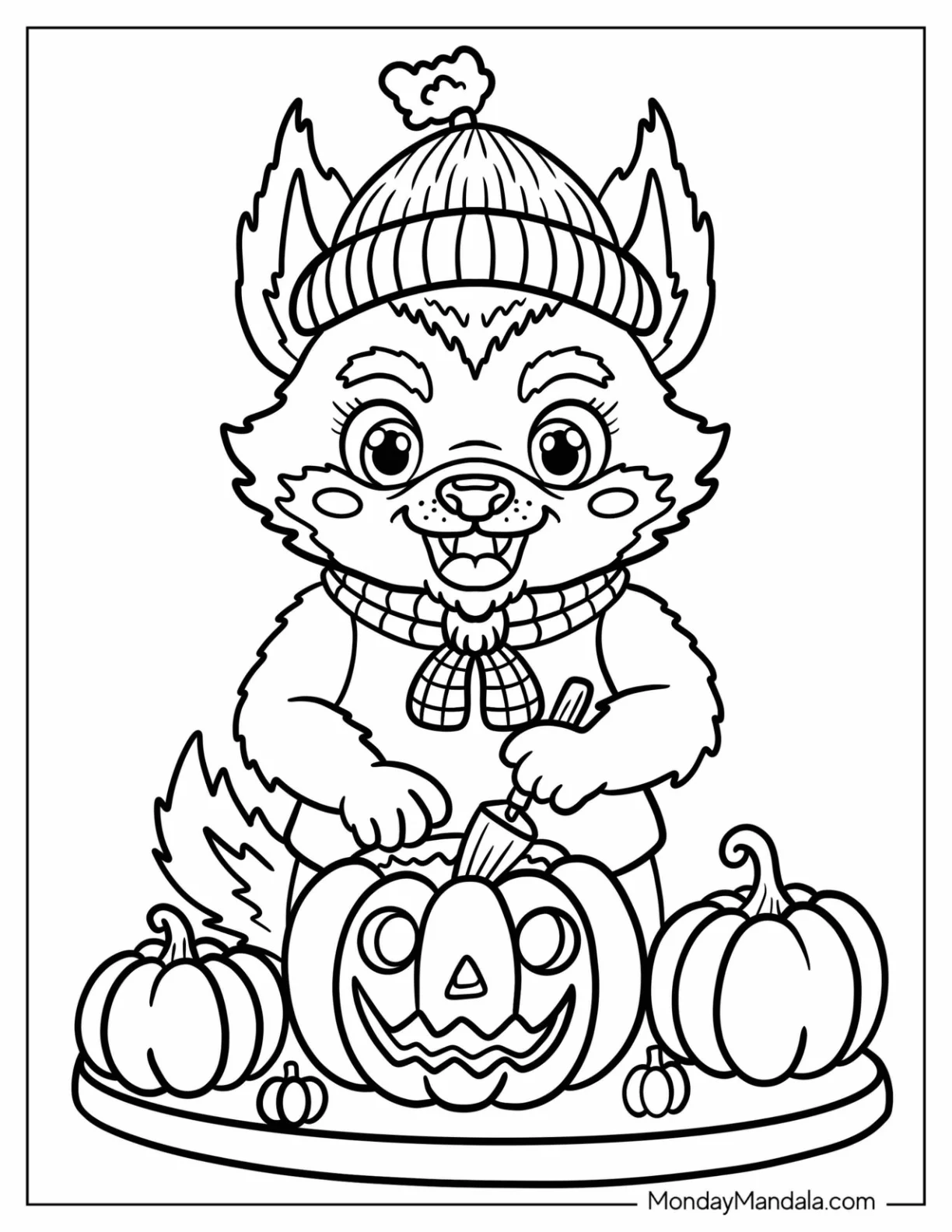 Werewolf Coloring Page Carving Jack O Lanterns for Kids coloring page
