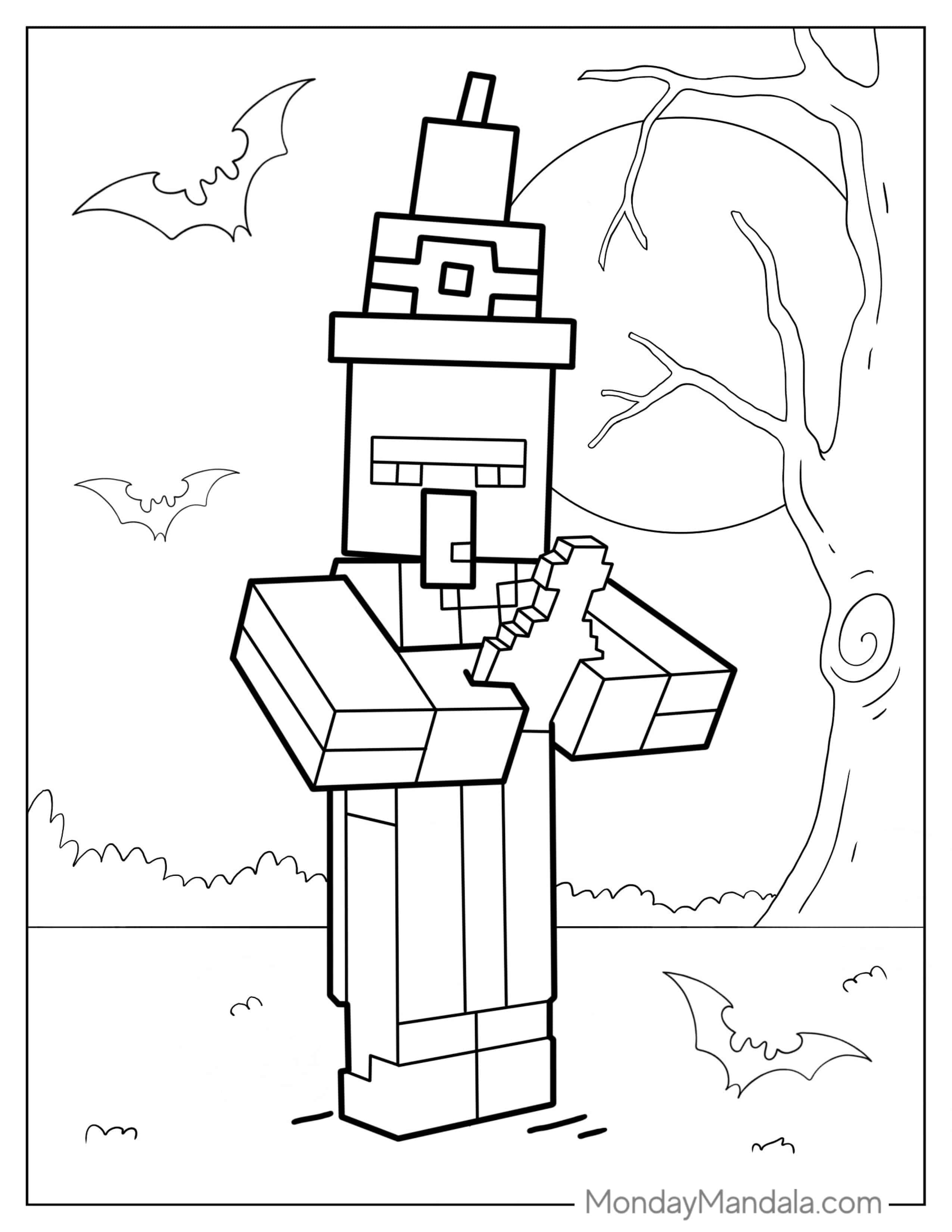 Minecraft Witch Coloring Sheet coloring page — printable line art