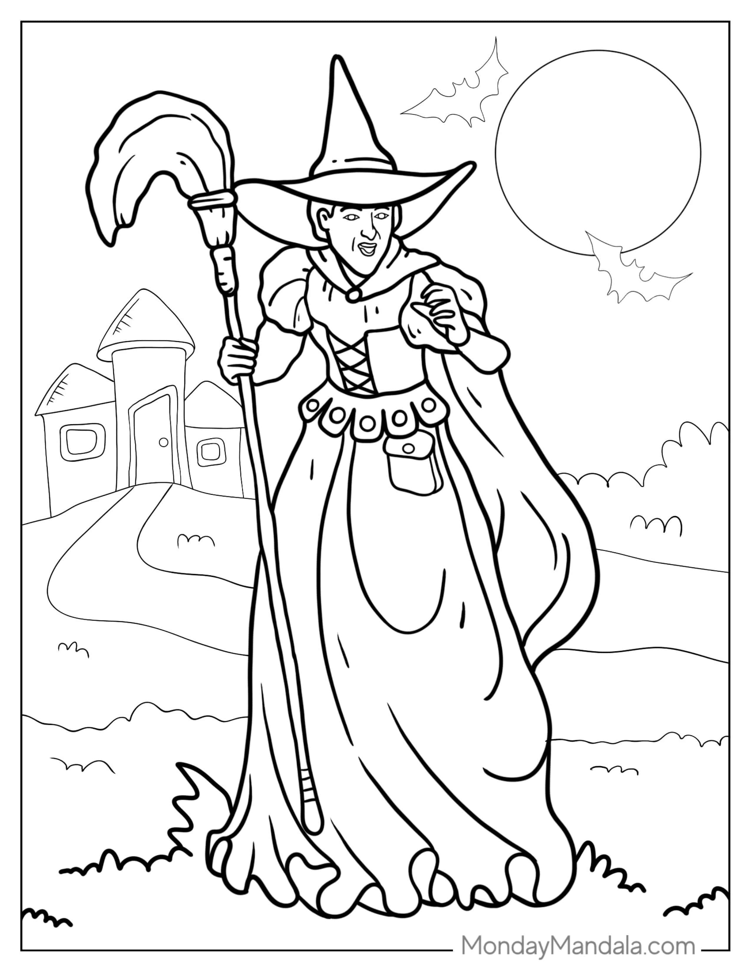 Wicked Witch From Wizard Of Oz To Color coloring page