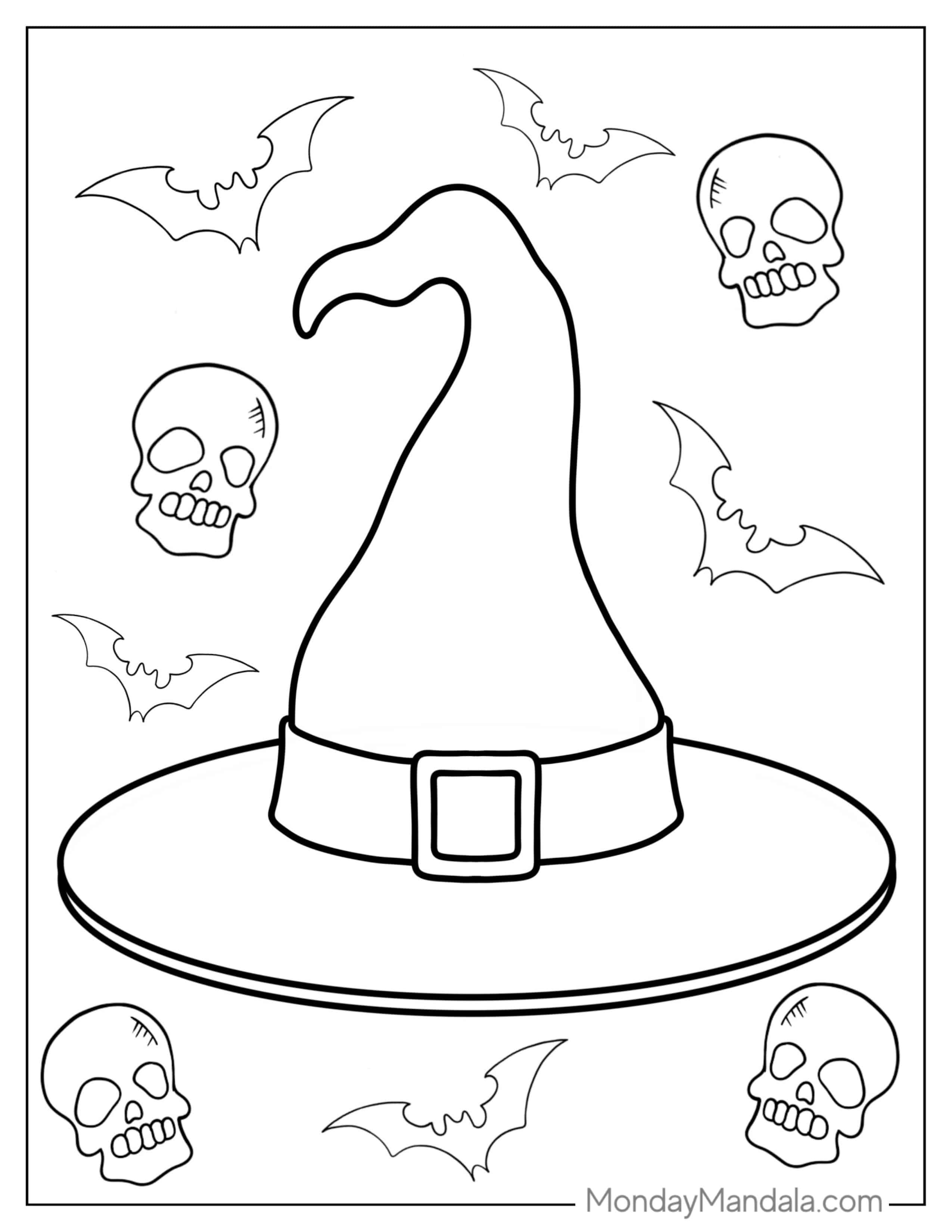 Witches Hat Coloring Page For Kids coloring page