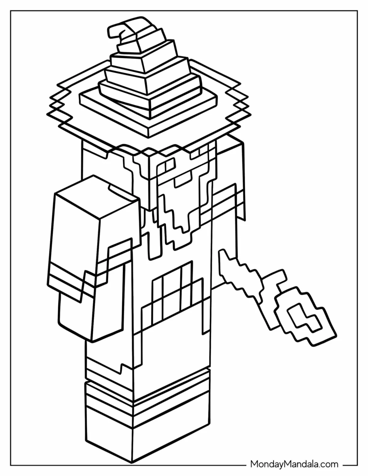 Easy Minecraft Wizard Coloring Page For Preschoolers coloring page — printable line art