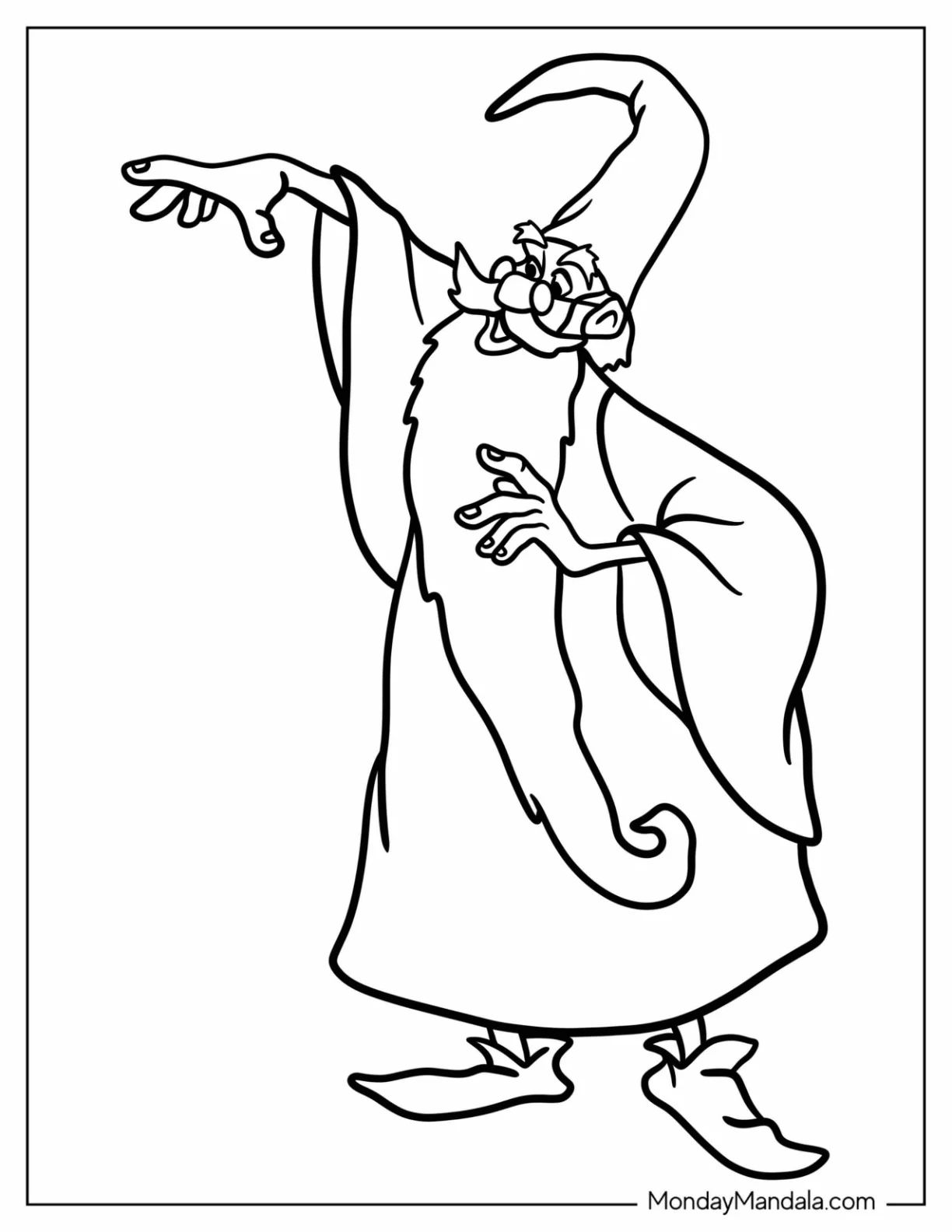 Easy Wizard Coloring Page Merlin For Kids coloring page