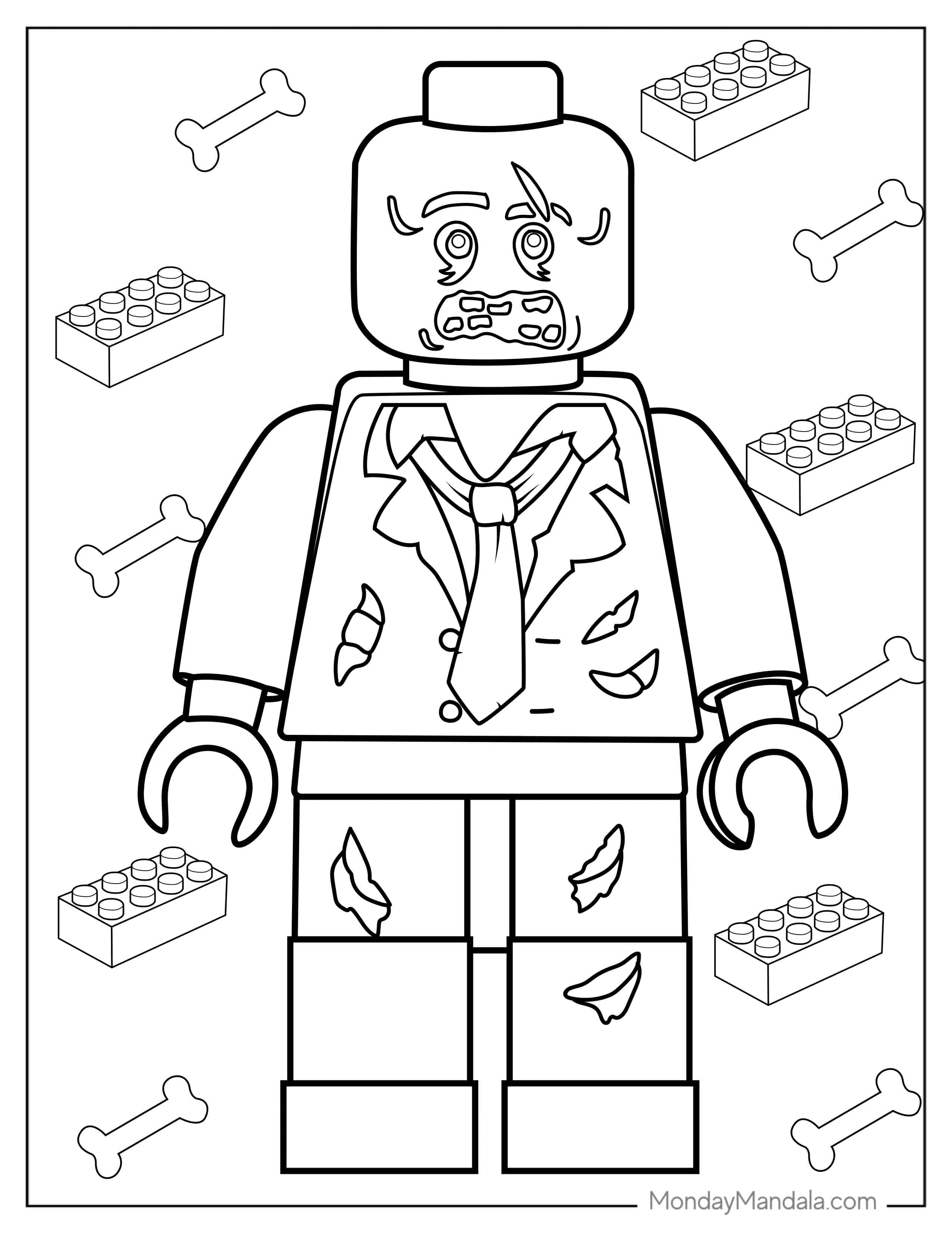 Lego Zombie Coloring Sheet For Kids coloring page
