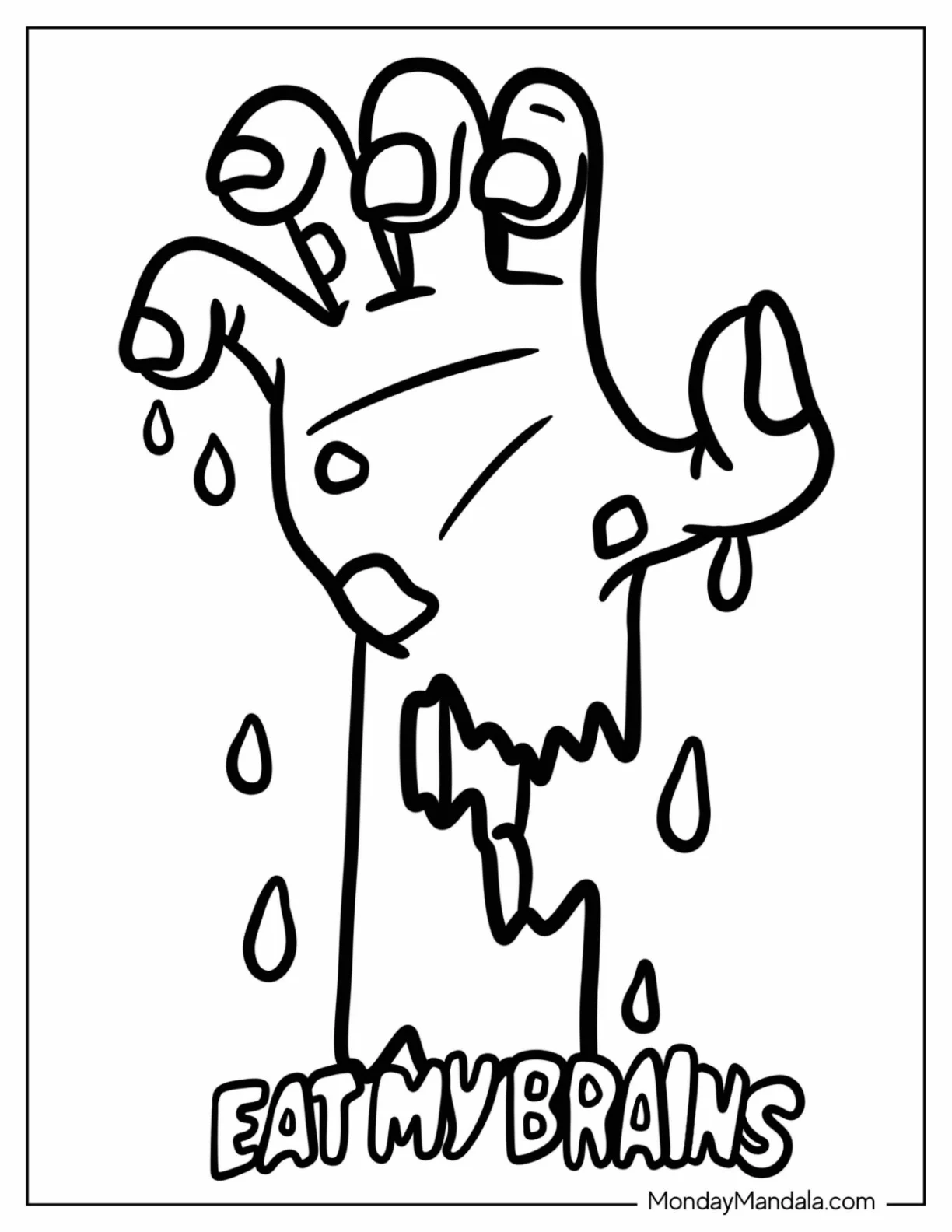 Zombie Coloring Page Of Hand Rising From The Earth For Kids coloring page