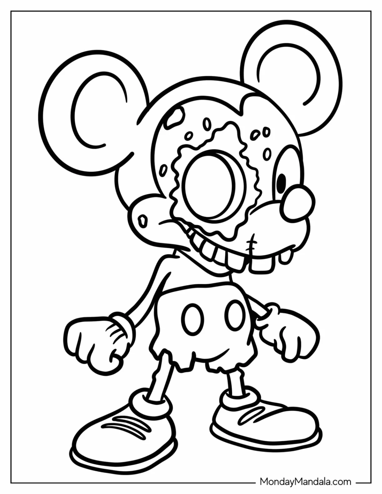 Zombie Coloring Page Of Zombie Mickey Mouse For Kids coloring page — printable line art