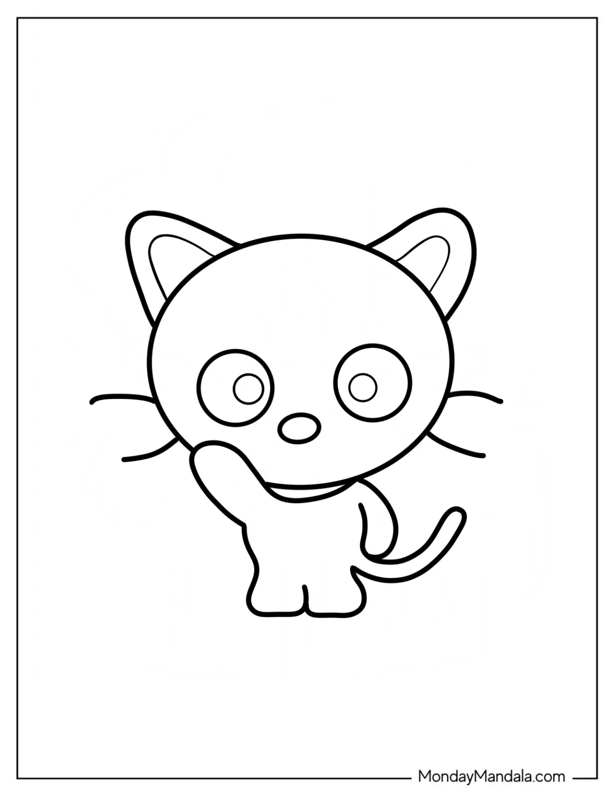 Chococat Waving Outline Coloring Page For Preschoolers coloring page