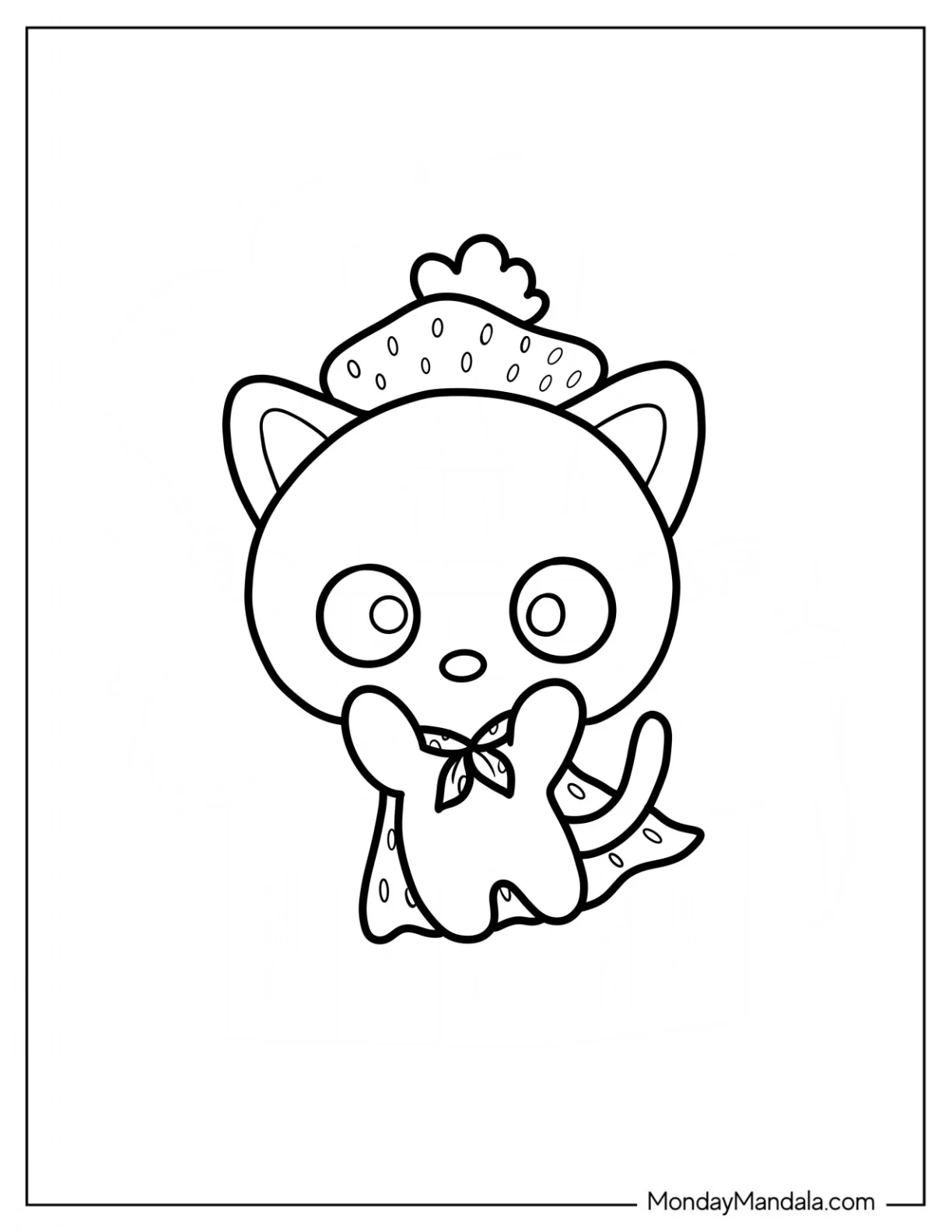 Chococat Wearing Strawberry Hat And Cape coloring page