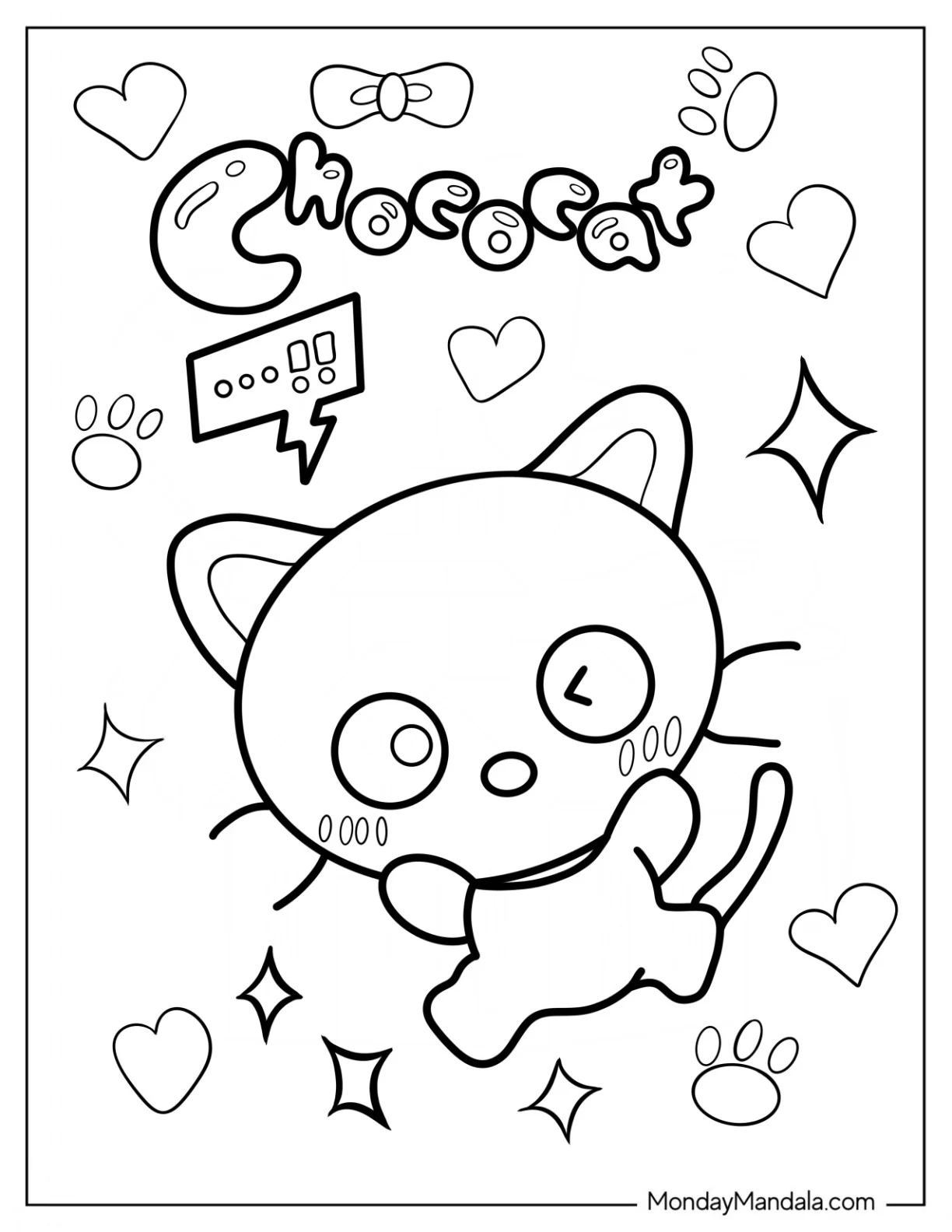 Cute Chococat Coloring Page For Preschoolers coloring page