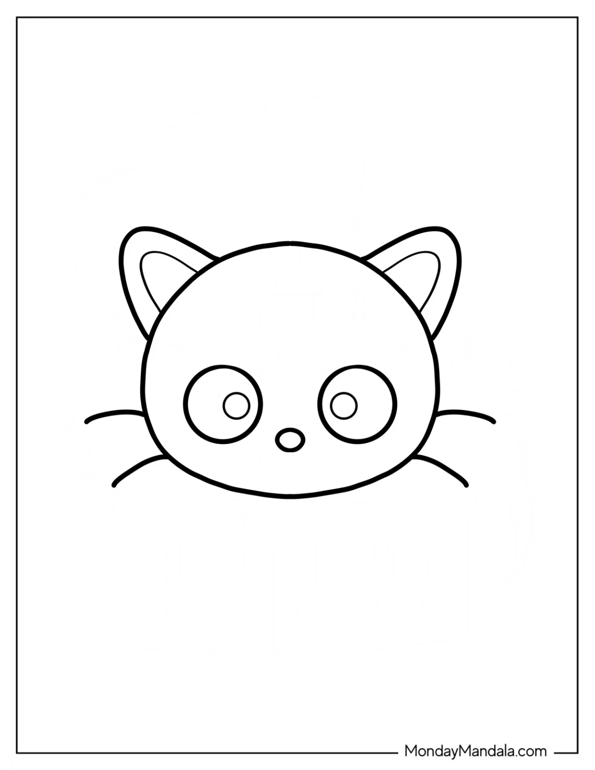 Kuromi Kawaii Face Outline Coloring Sheet For Preschoolers coloring page