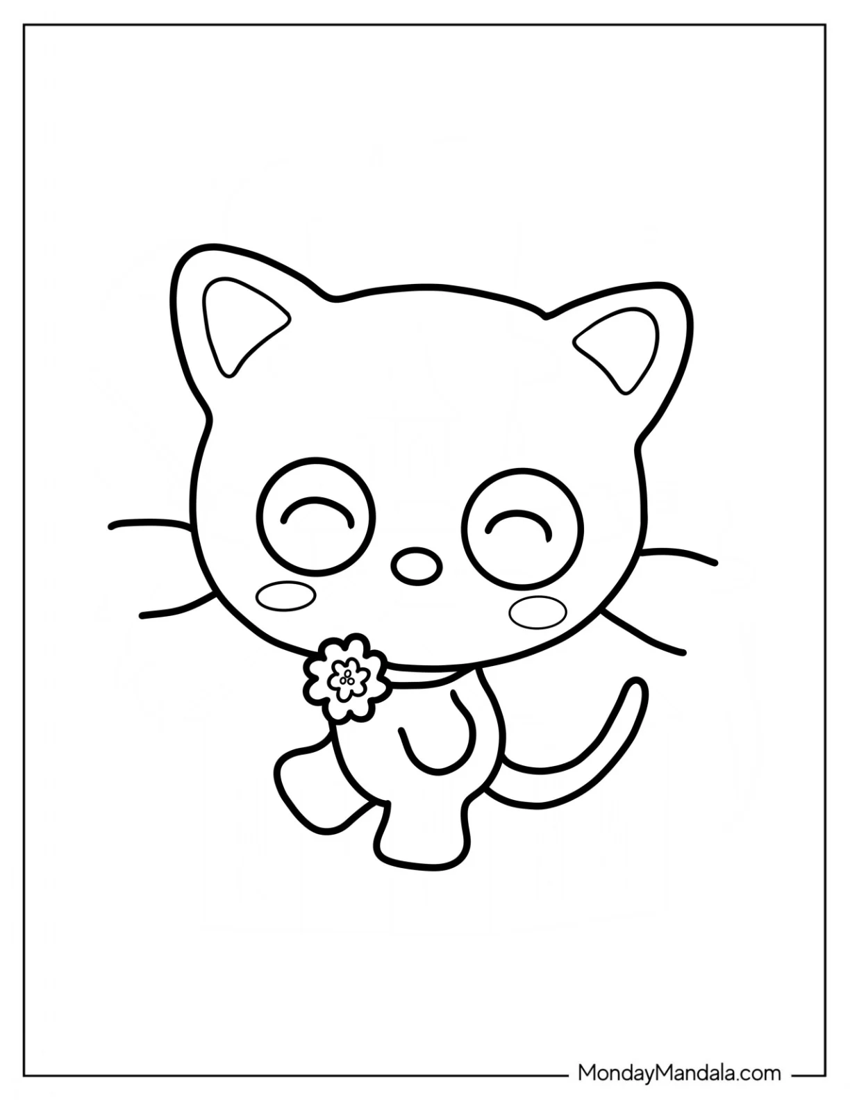 Smiling Chococat With Flower Necklace Coloring Page coloring page