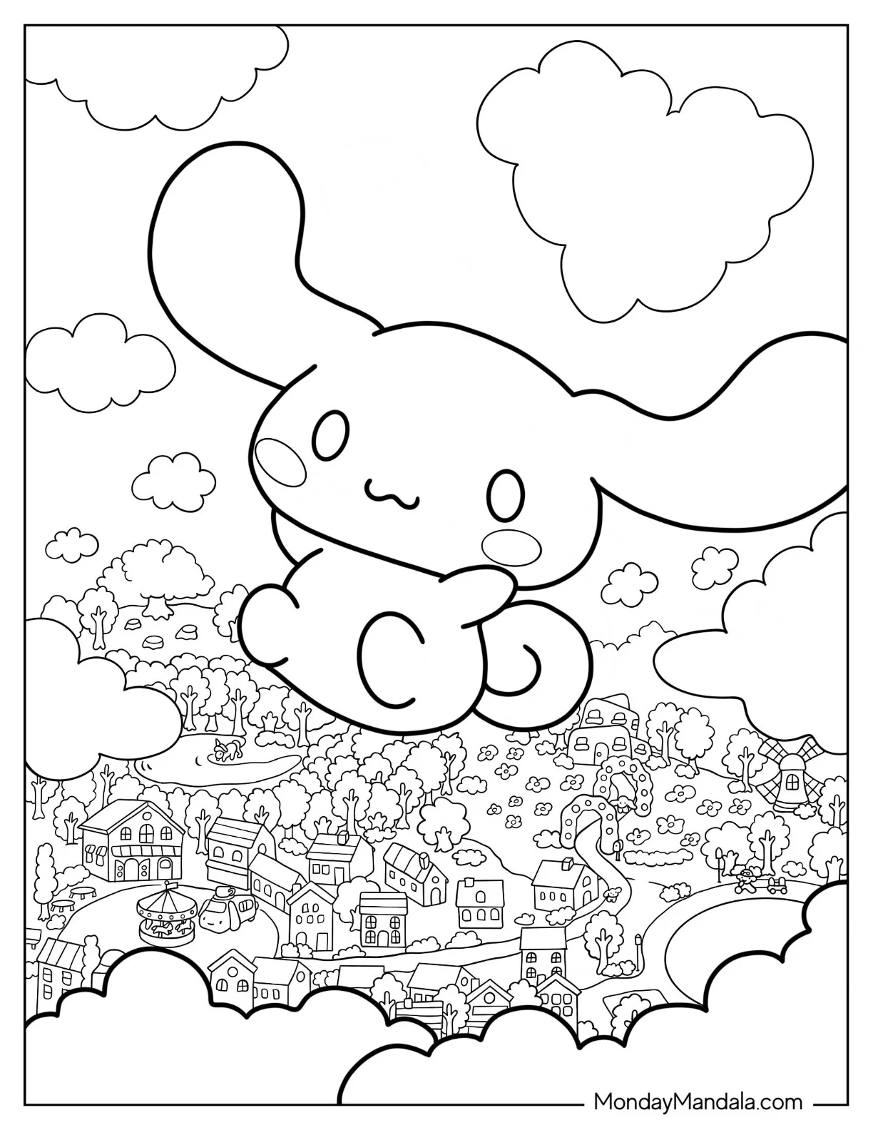 Cinnamoroll Coloring Page Falling From The Sky coloring page