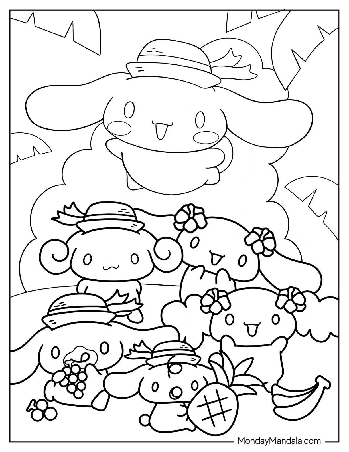Cinnamoroll Coloring Page of Cinnamon With Friends coloring page