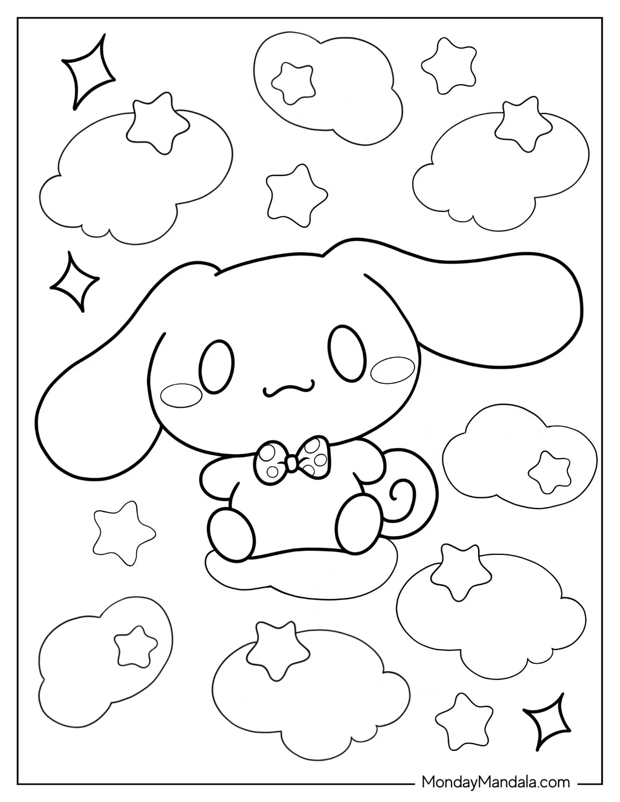 Kawaii Cinnamorrol Coloring Page of Cinnamon For Preschoolers coloring page