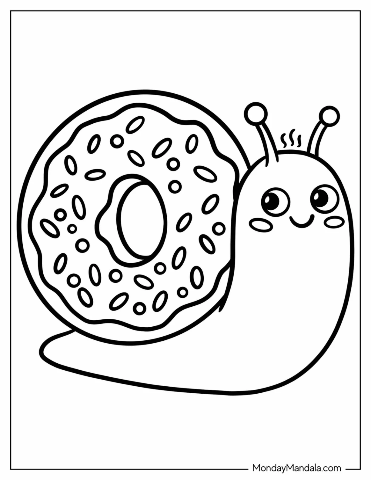 Cute Snail with a Donut Shell Coloring Sheet coloring page