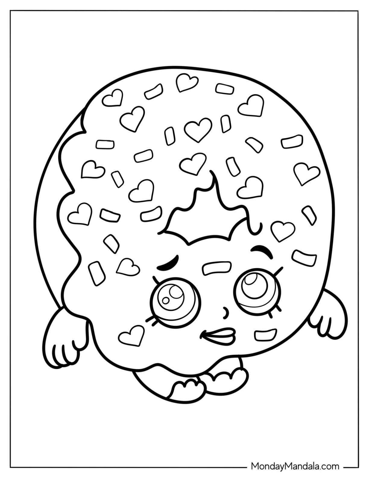 Shy Female Donut Coloring Page With Arms And Legs For Kids coloring page