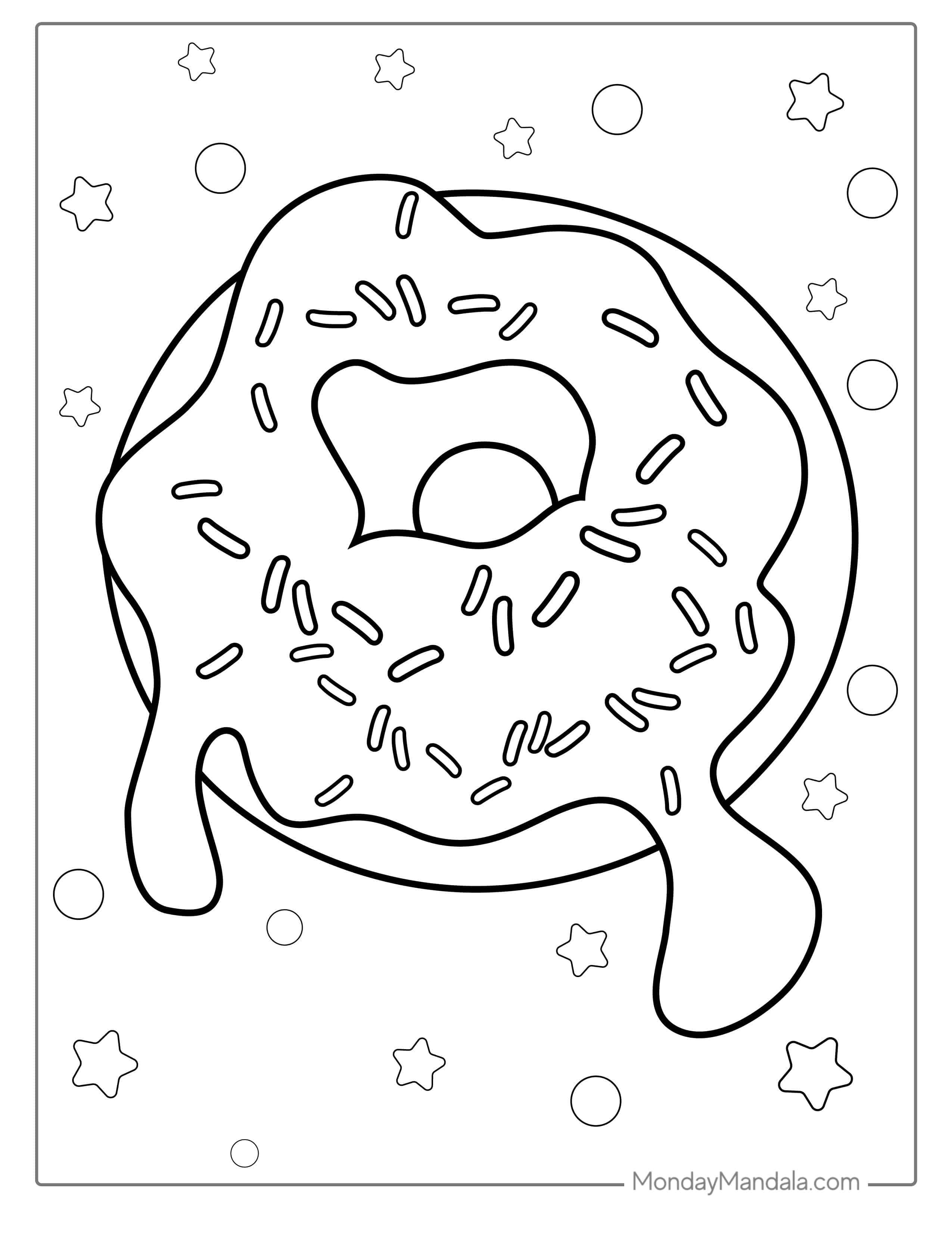 Simple Outline Of Donut With Icing To Color coloring page — printable line art
