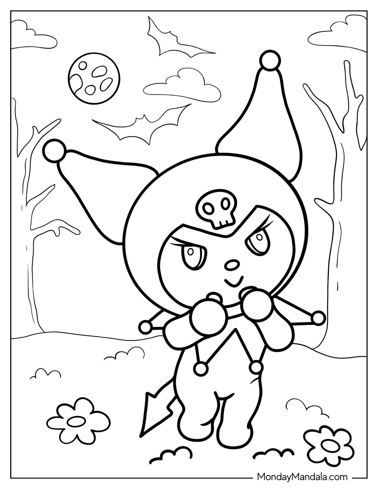 Sanrio Coloring Pages Of Kuromi With Evil Smile coloring page
