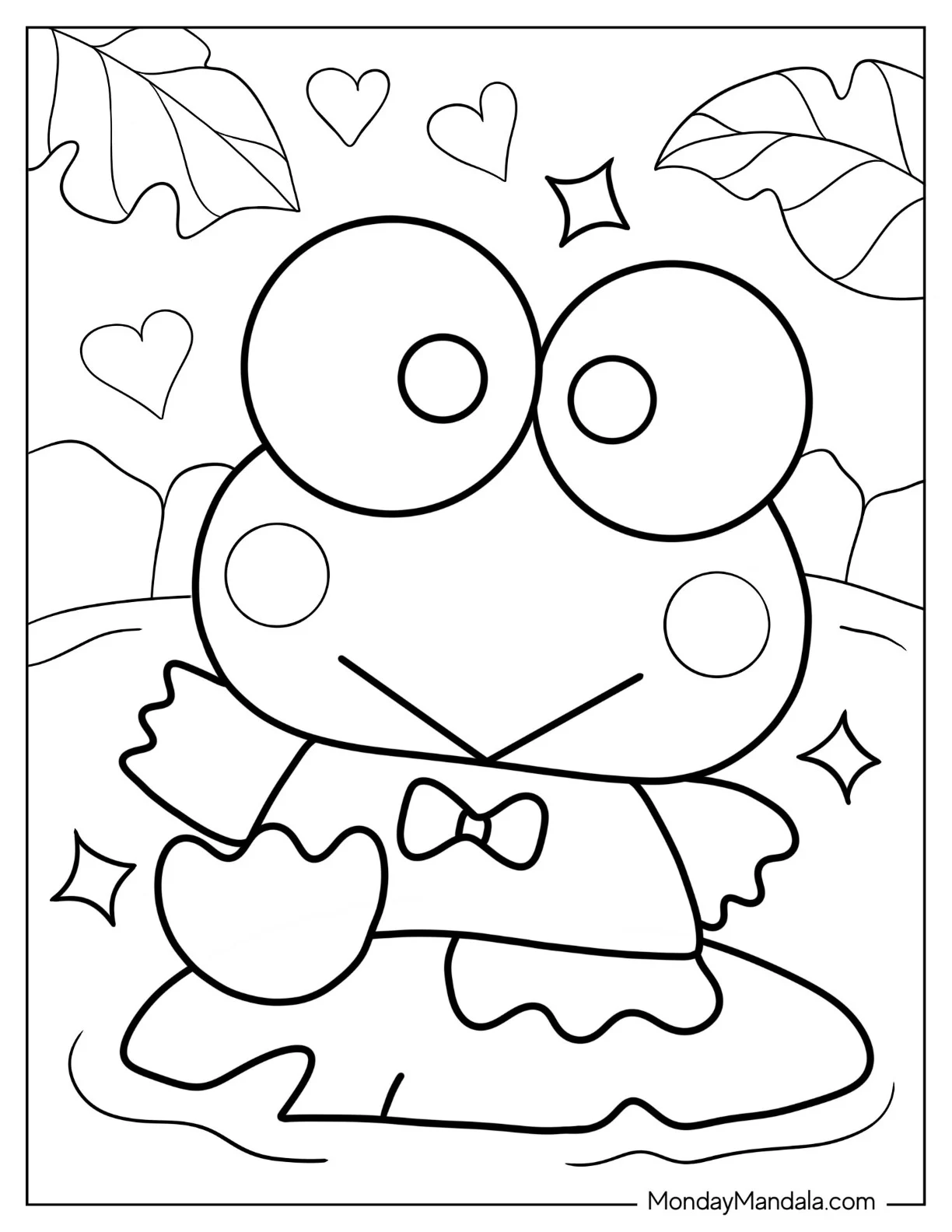 Sanrio Coloring Pages Of Simple Keroppi For Kids coloring page
