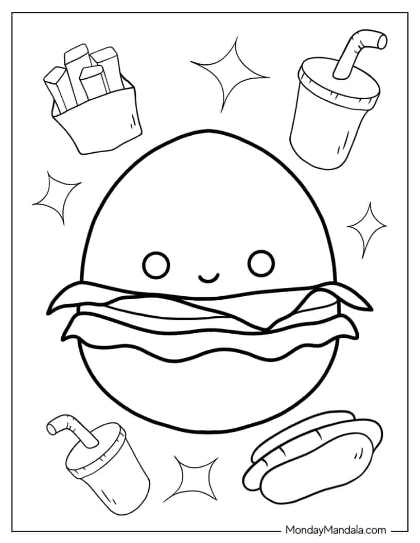 Carl The Cheeseburger Squishmallow coloring page