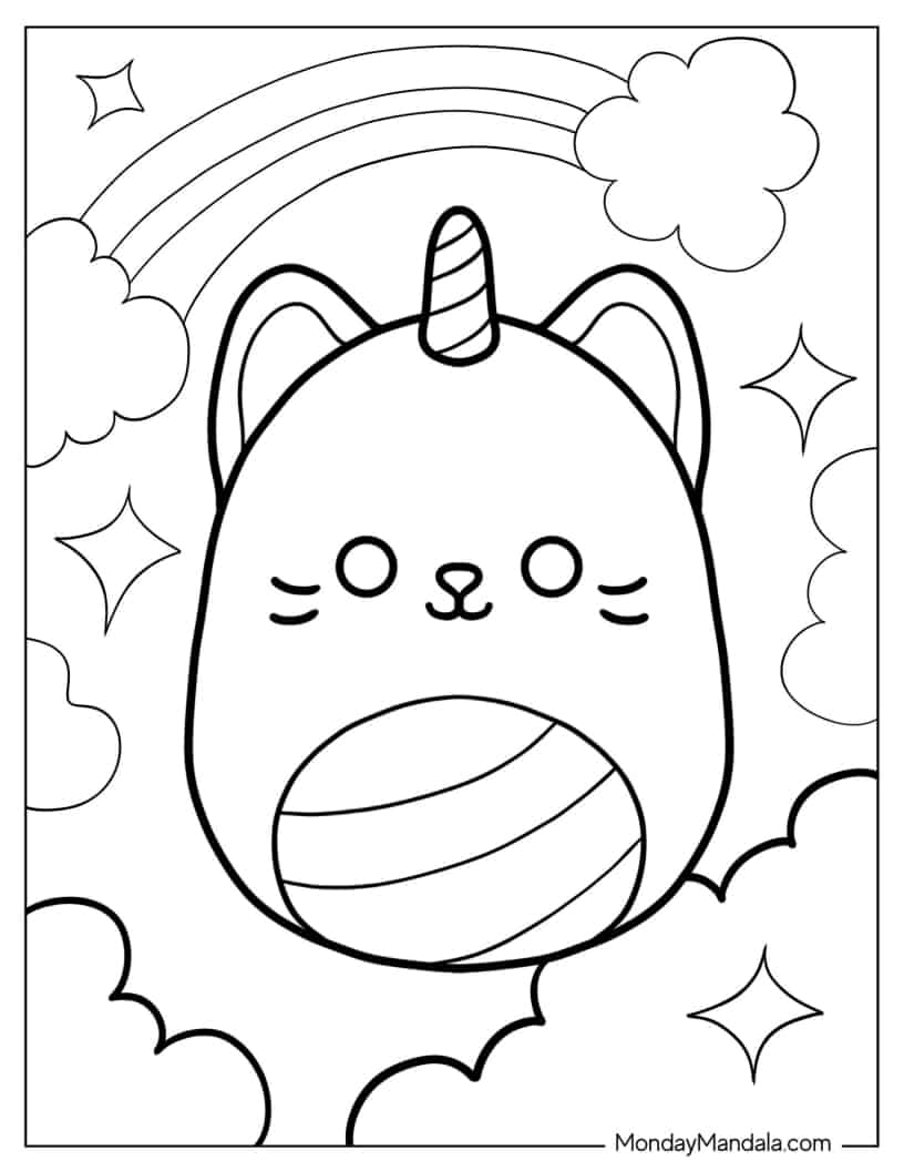 Ciena The Caticorn Squishmallow coloring page