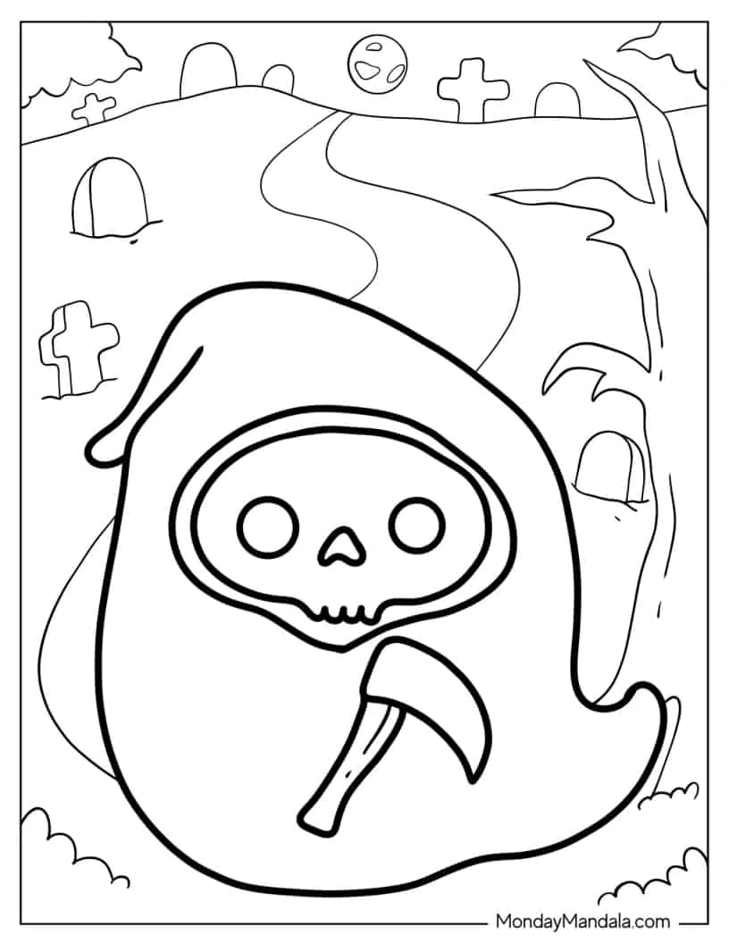 Otto The Grim Reaper Squishmallow coloring page