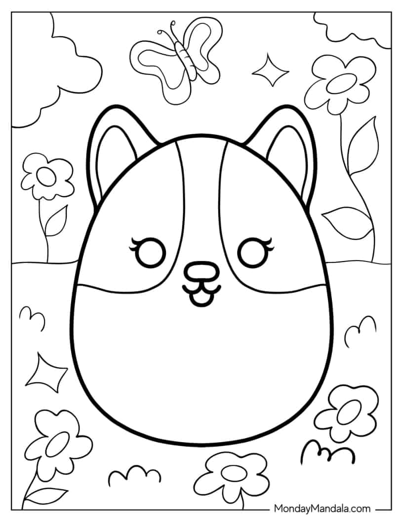 Regina The Corgi Squishmallow coloring page