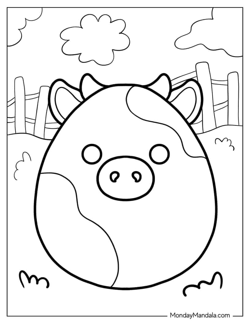 Ronnie The Cow Squishmallow coloring page