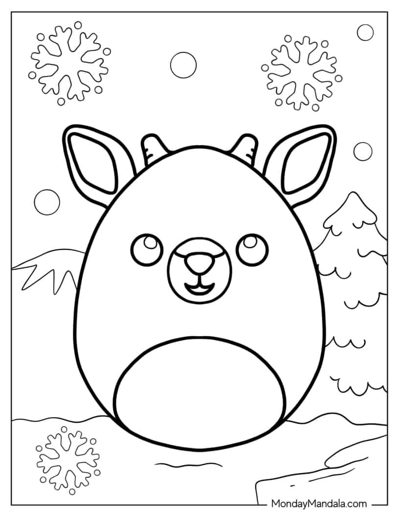 Rudolph The Red-Nosed Reindeer Squishmallow coloring page