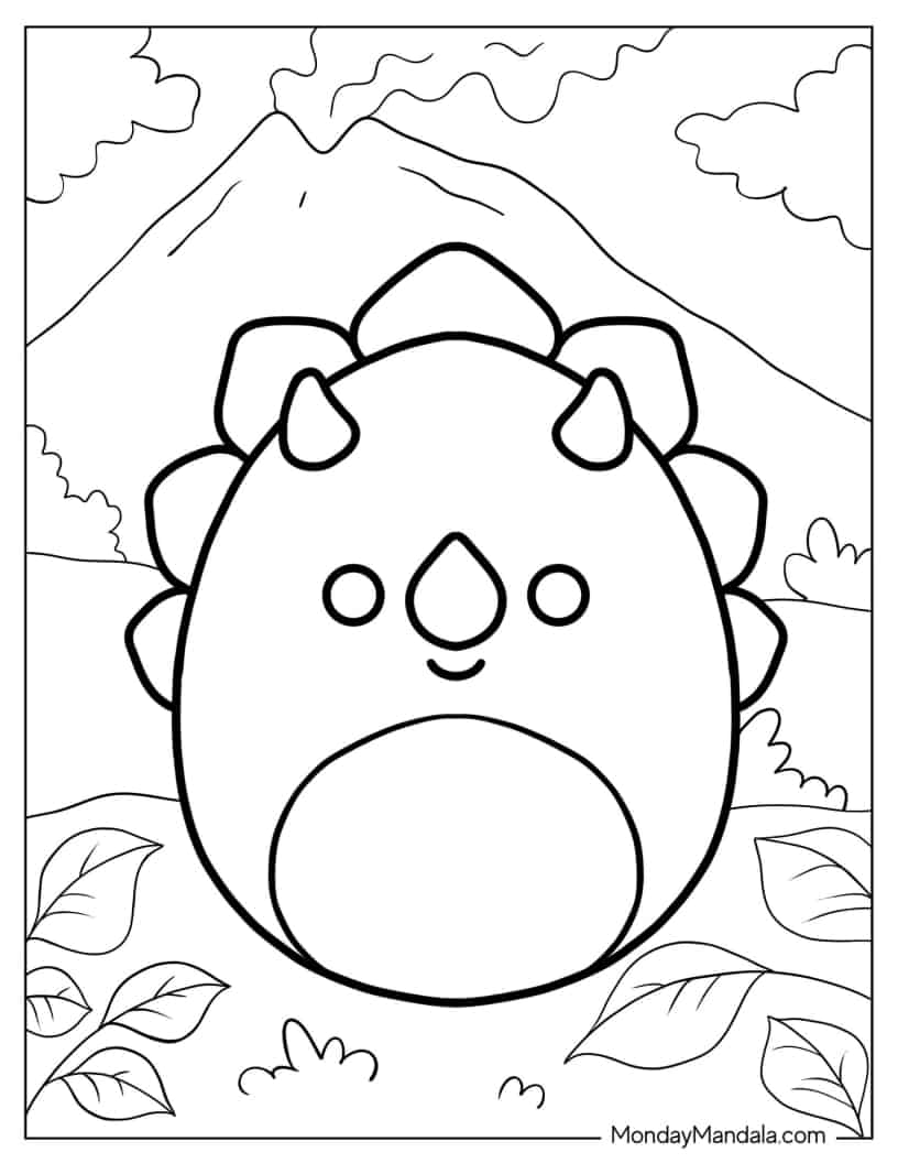 Tristan The Triceratops Squishmallow coloring page
