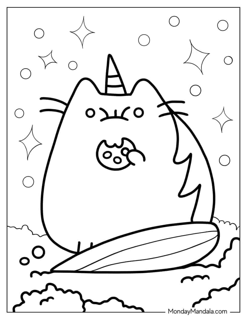 Pusheen Unicorn Cat To Color coloring page