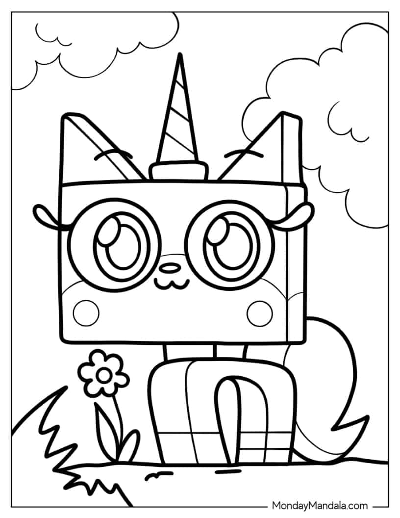Unkitty Unicorn Cat Coloring Sheet coloring page