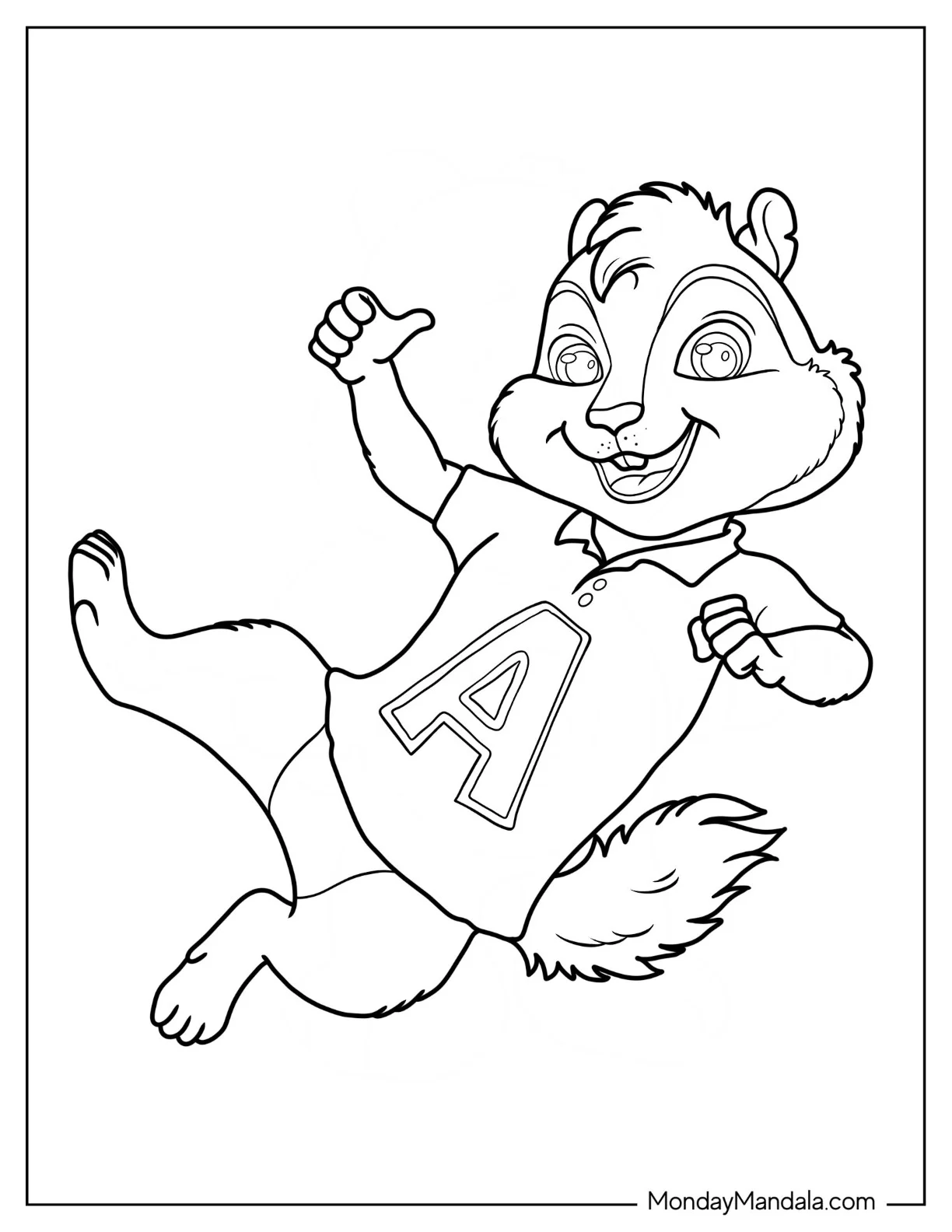 Alvin And The Chipmunks Coloring Page Of Alvin Wearing Polo Shirt coloring page — printable line art