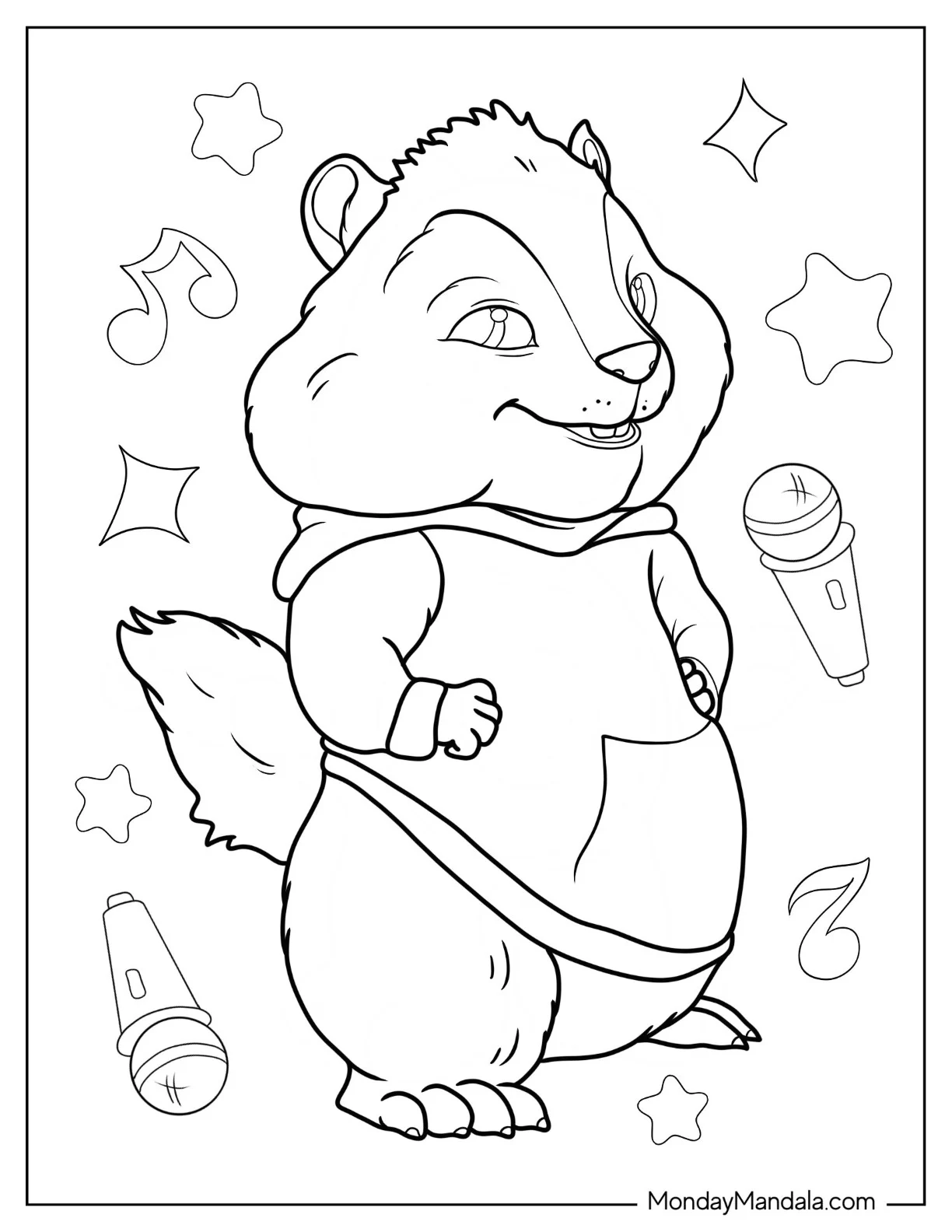 Alvin And The Chipmunks Coloring Page Of Kawaii Theodore For Preschoolers coloring page
