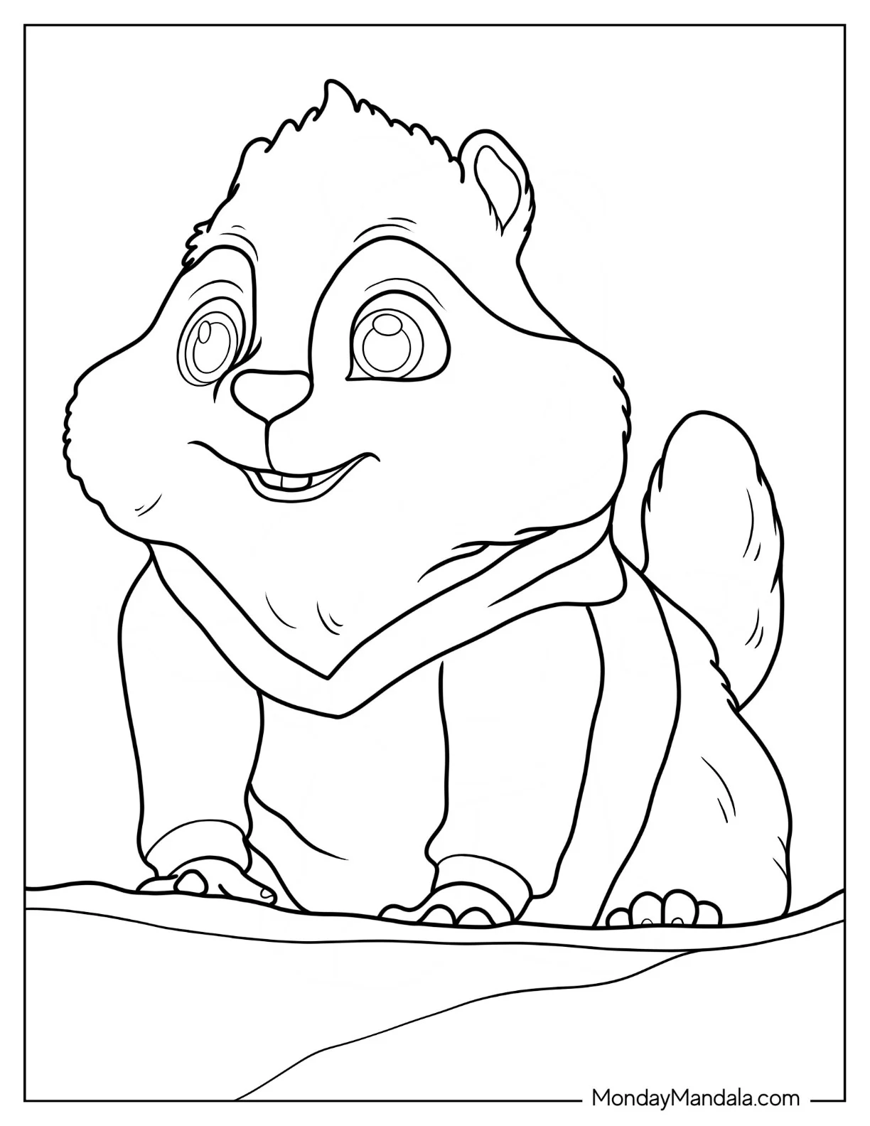 Alvin And The Chipmunks Coloring Page Of Simple Outline Of Theodore For Kids coloring page