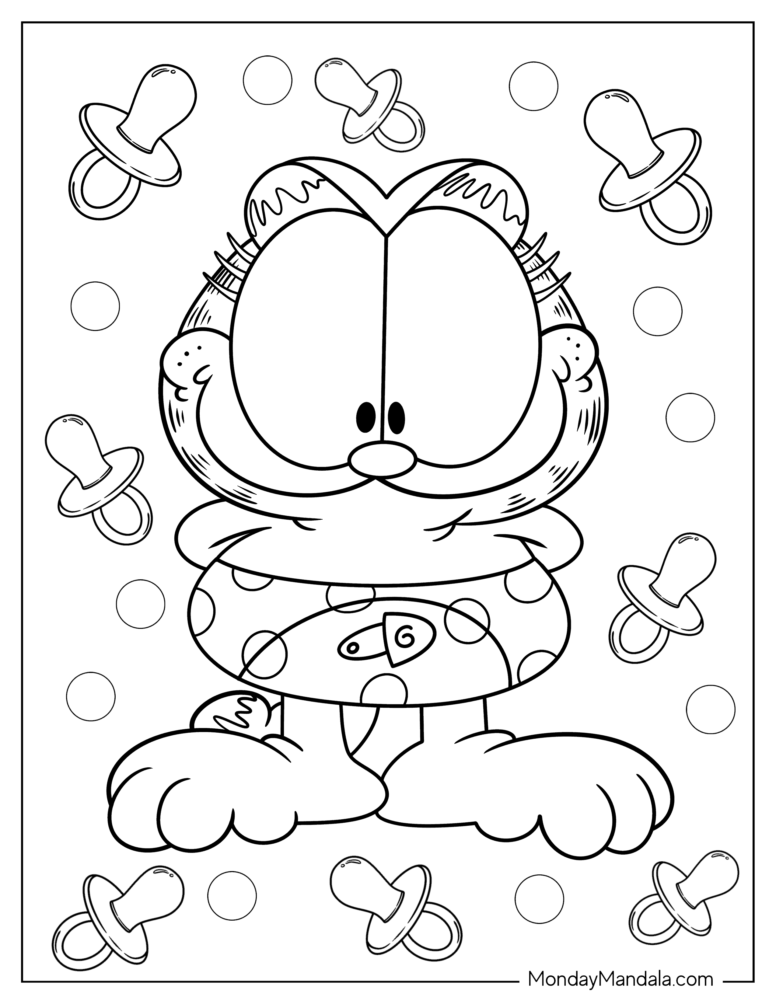 Kawaii Baby Garfield Coloring In coloring page — printable line art