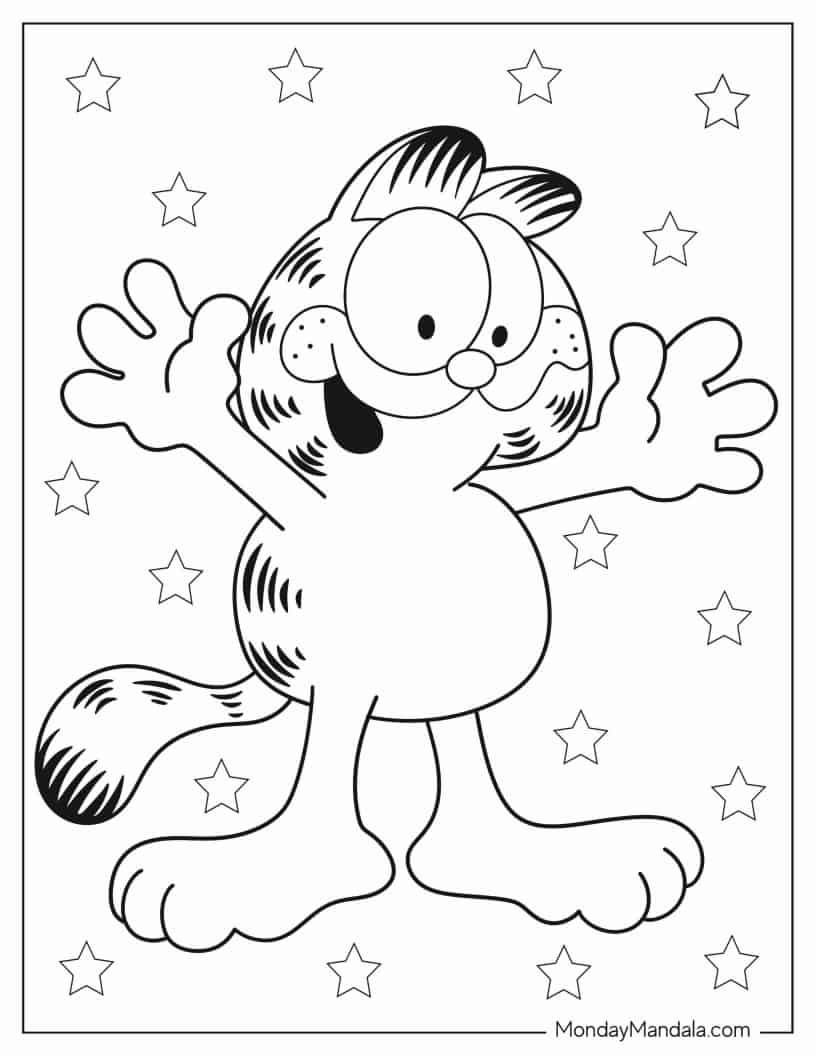 Kawaii Garfield Coloring In for Preschoolers coloring page