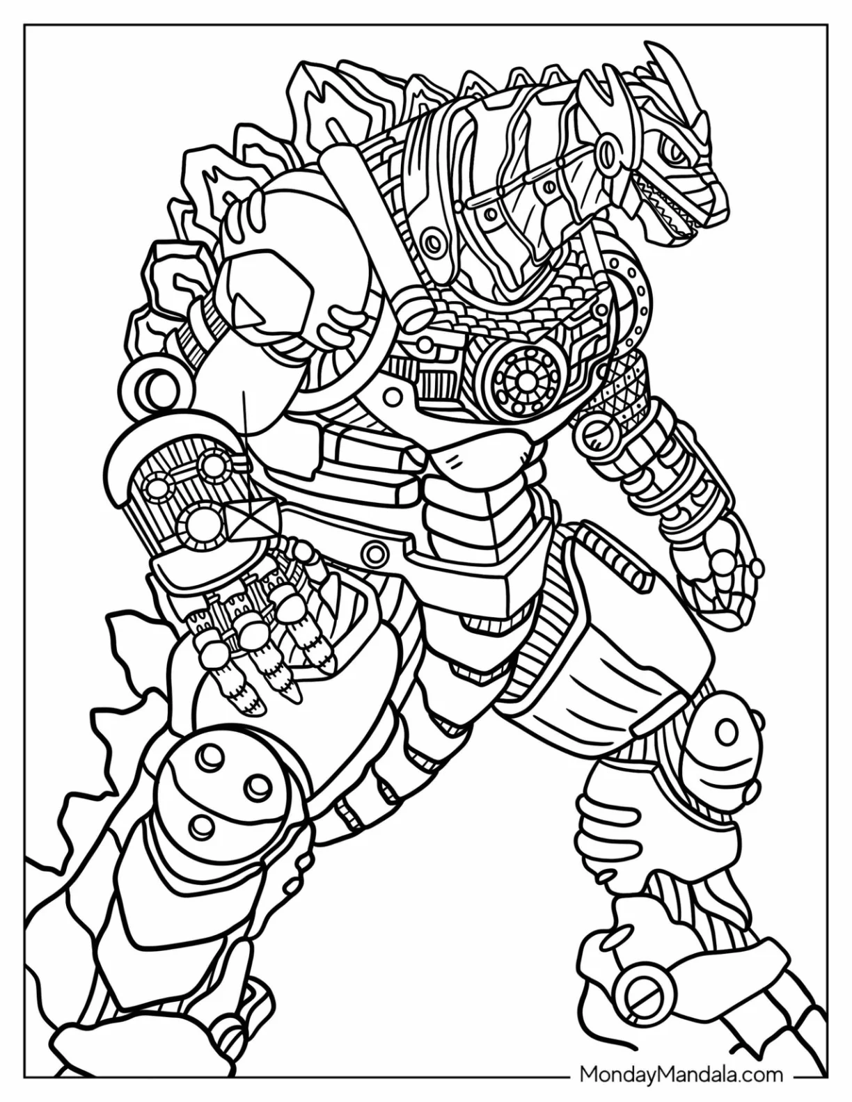 Mechagodzilla Coloring Page For Kids coloring page — printable line art