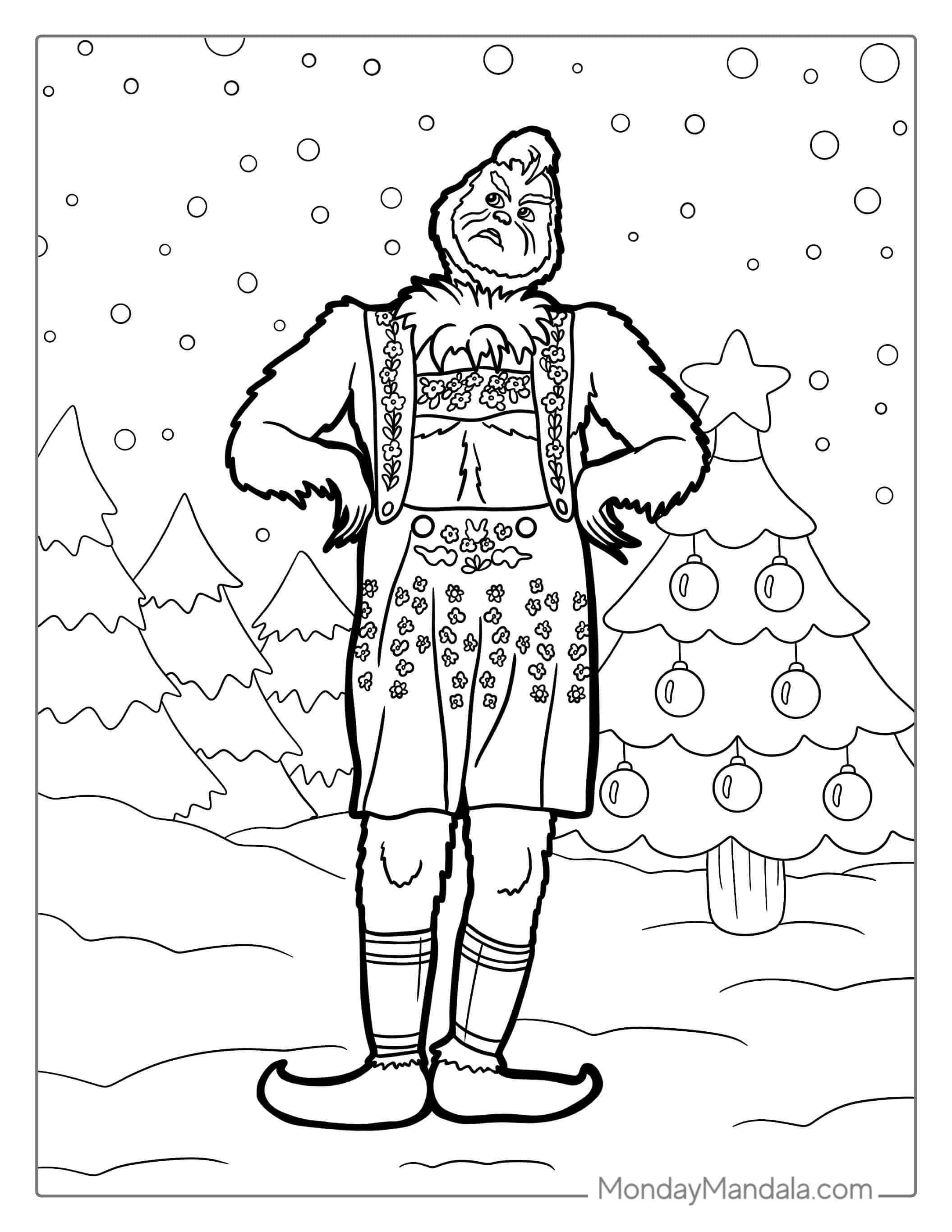 Detailed Grinch Coloring Page For Adults coloring page — printable line art