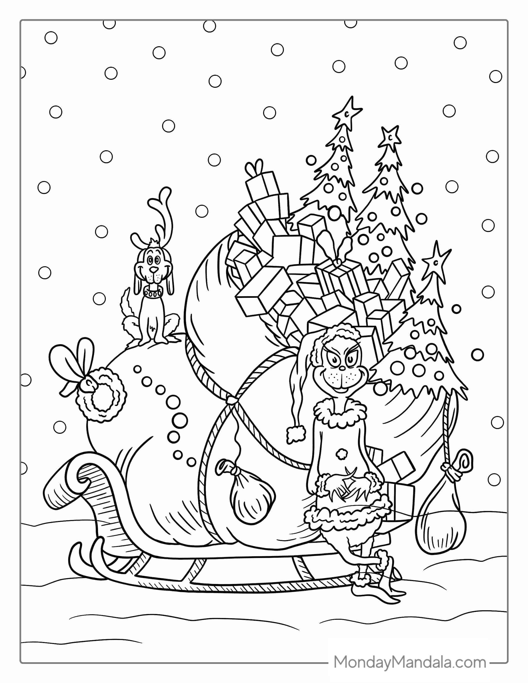 Dr Seuss Sneaky Grinch With Max Coloring Page coloring page