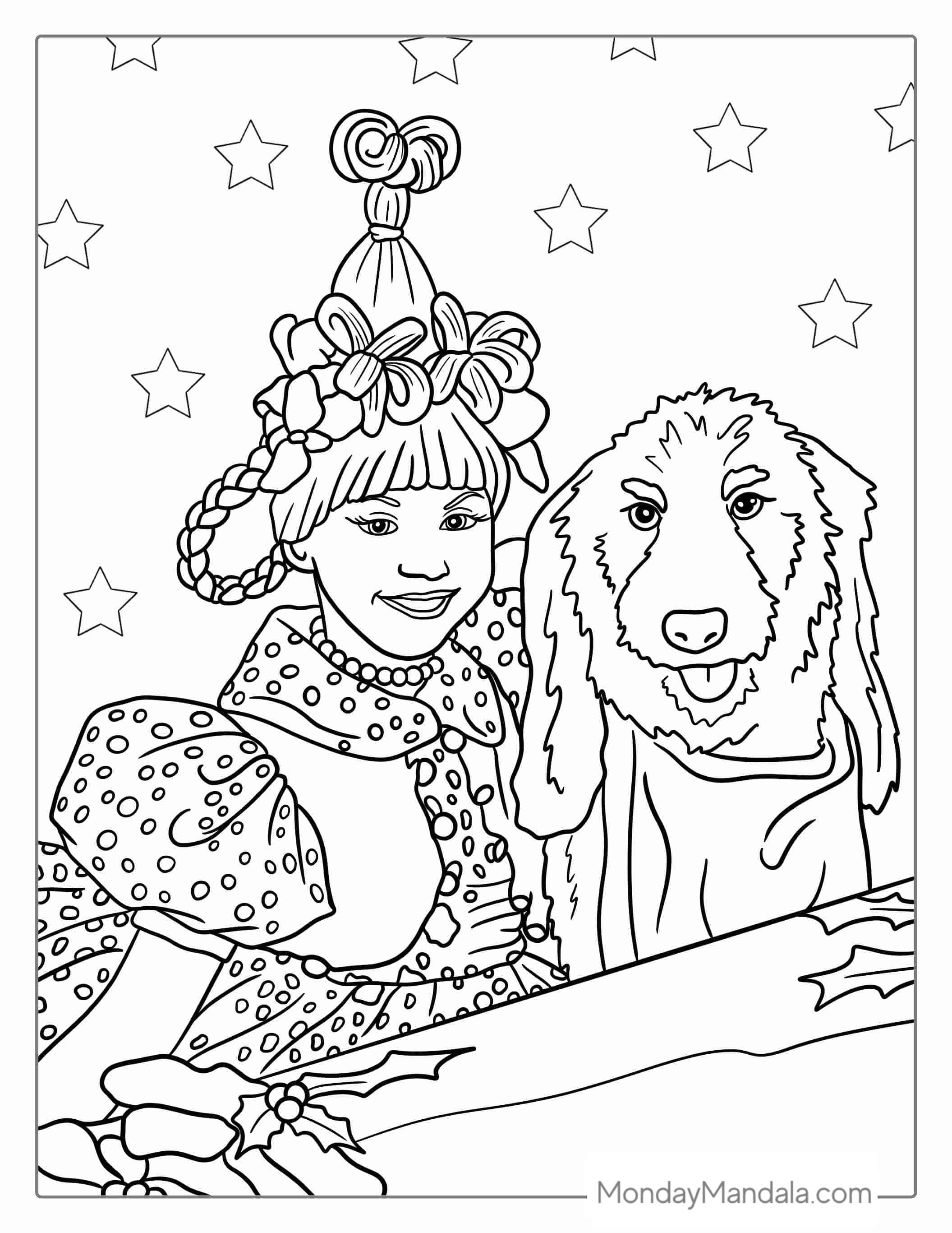 Max With Cindy Lou Coloring Sheet coloring page — printable line art