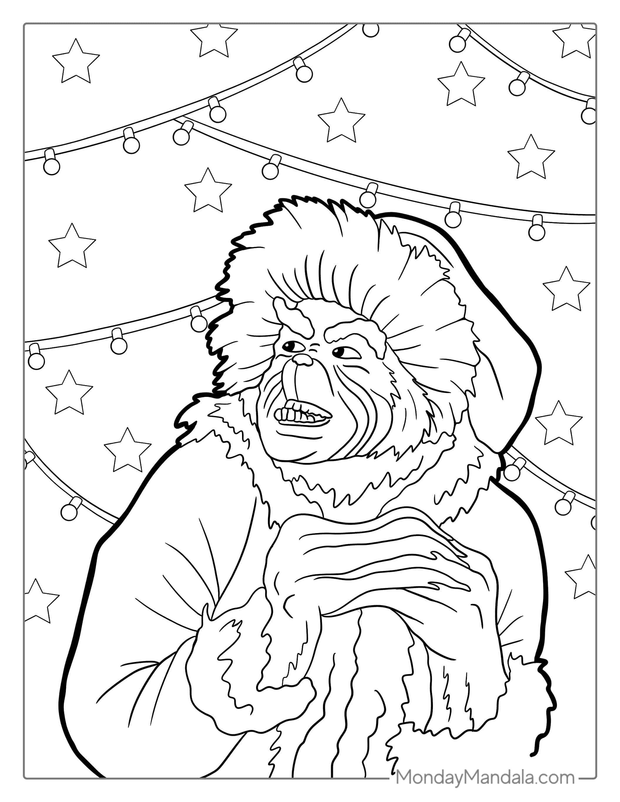 The Grinch Being Sneaky Coloring Sheet coloring page — printable line art