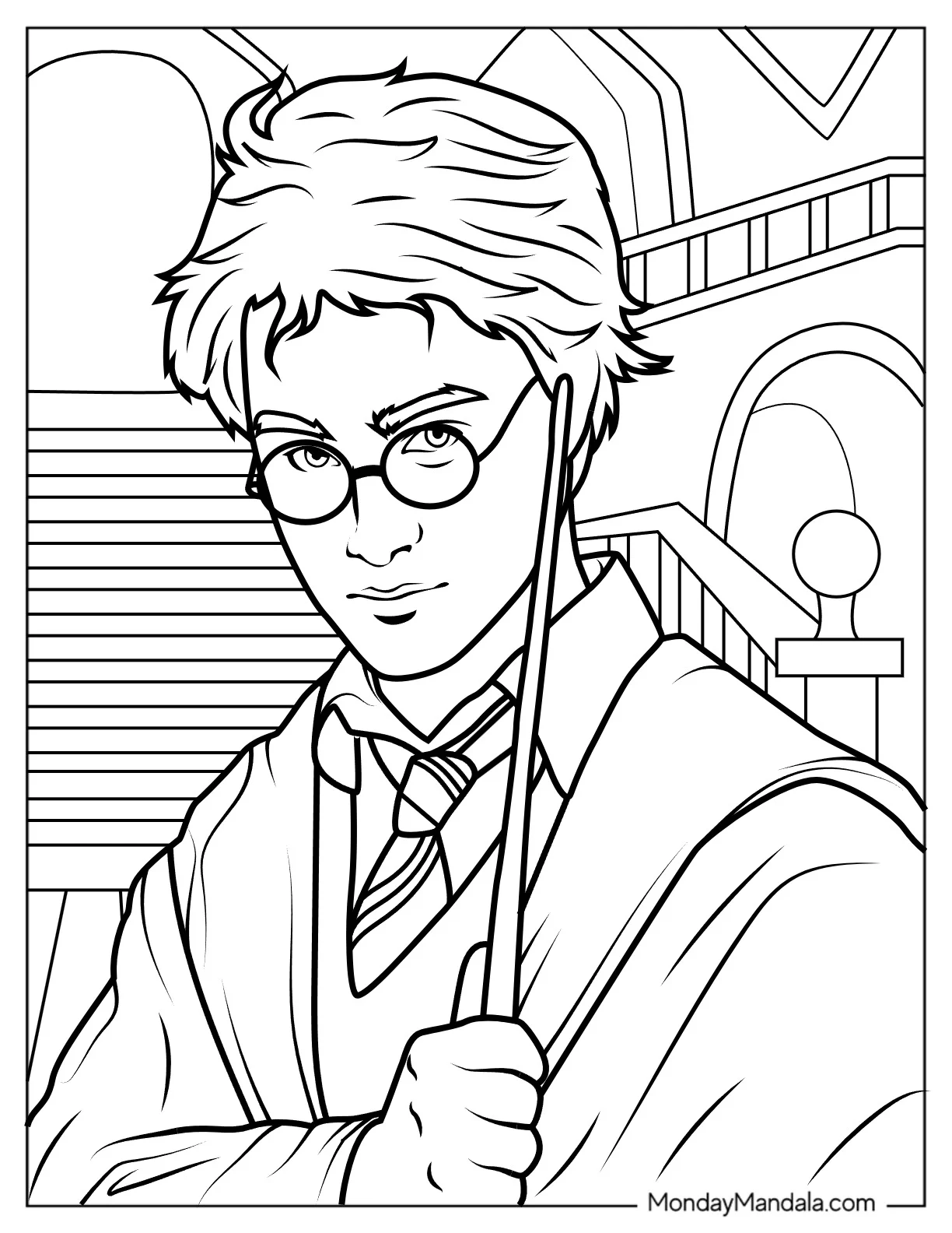 Coloring Sheet Of Harry Potter Close Up coloring page — printable line art